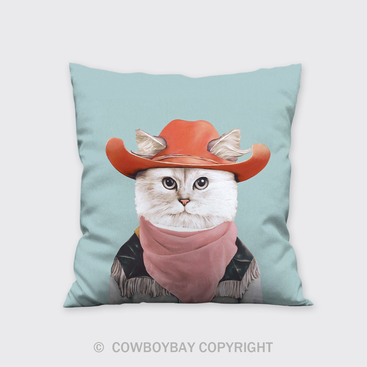 Rodeo Cat Throw Pillow Cover