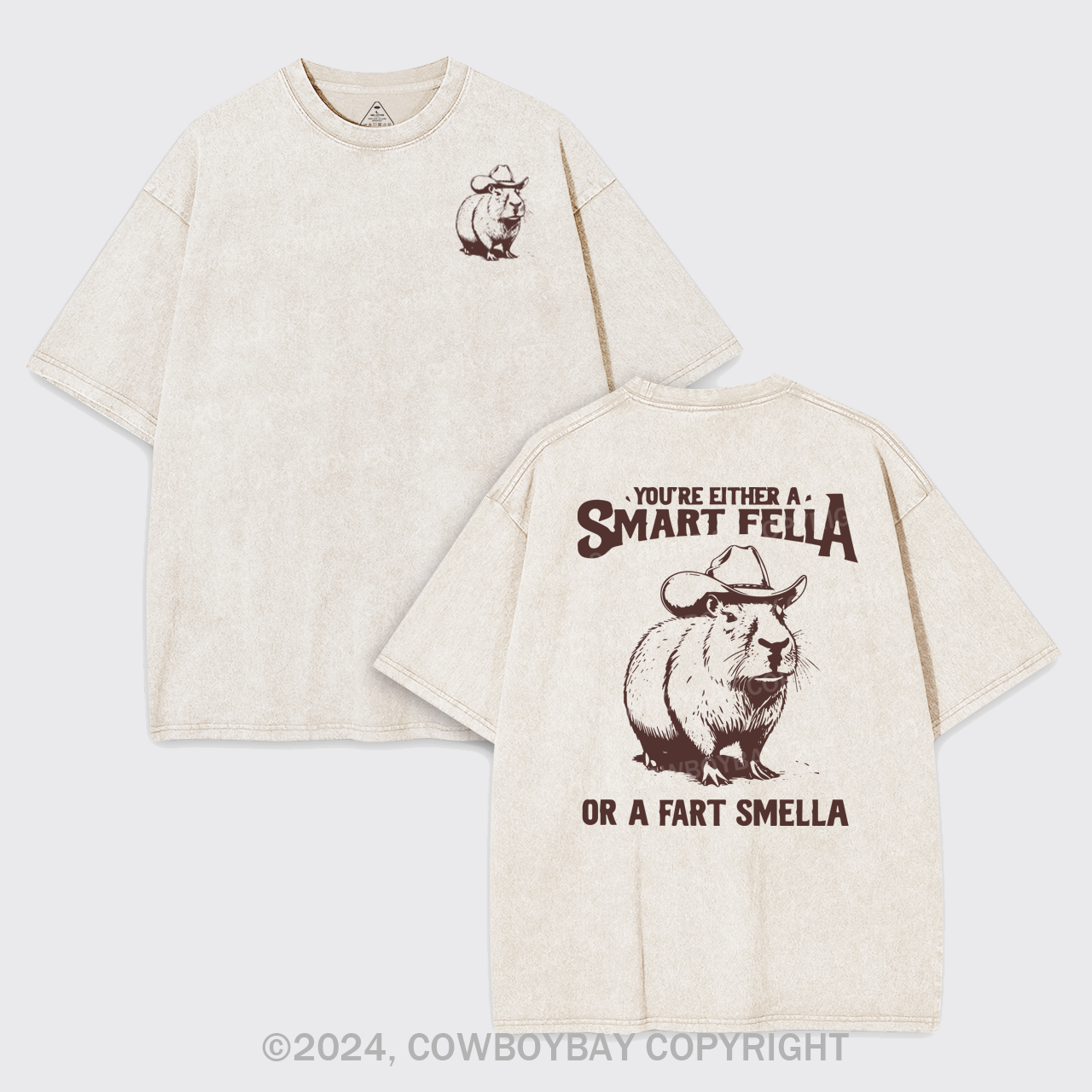 Retro Smart Fella Capybara 90s Garment-dye Tees