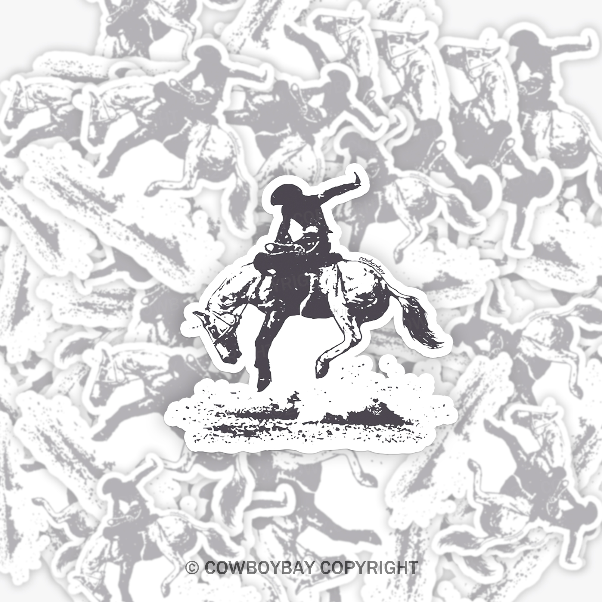 Rodeo Bucking Horse Cowboy Riding Stallion Sticker 