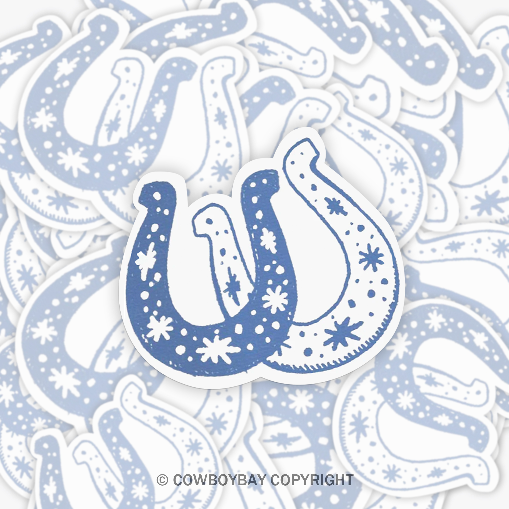 Blue Lucky Horseshoes Sticker