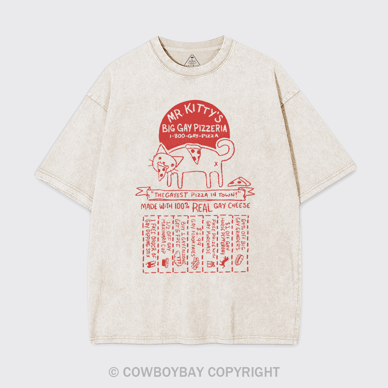 Mr. Kittys Big Gay Pizzeria Garment-dye Tees