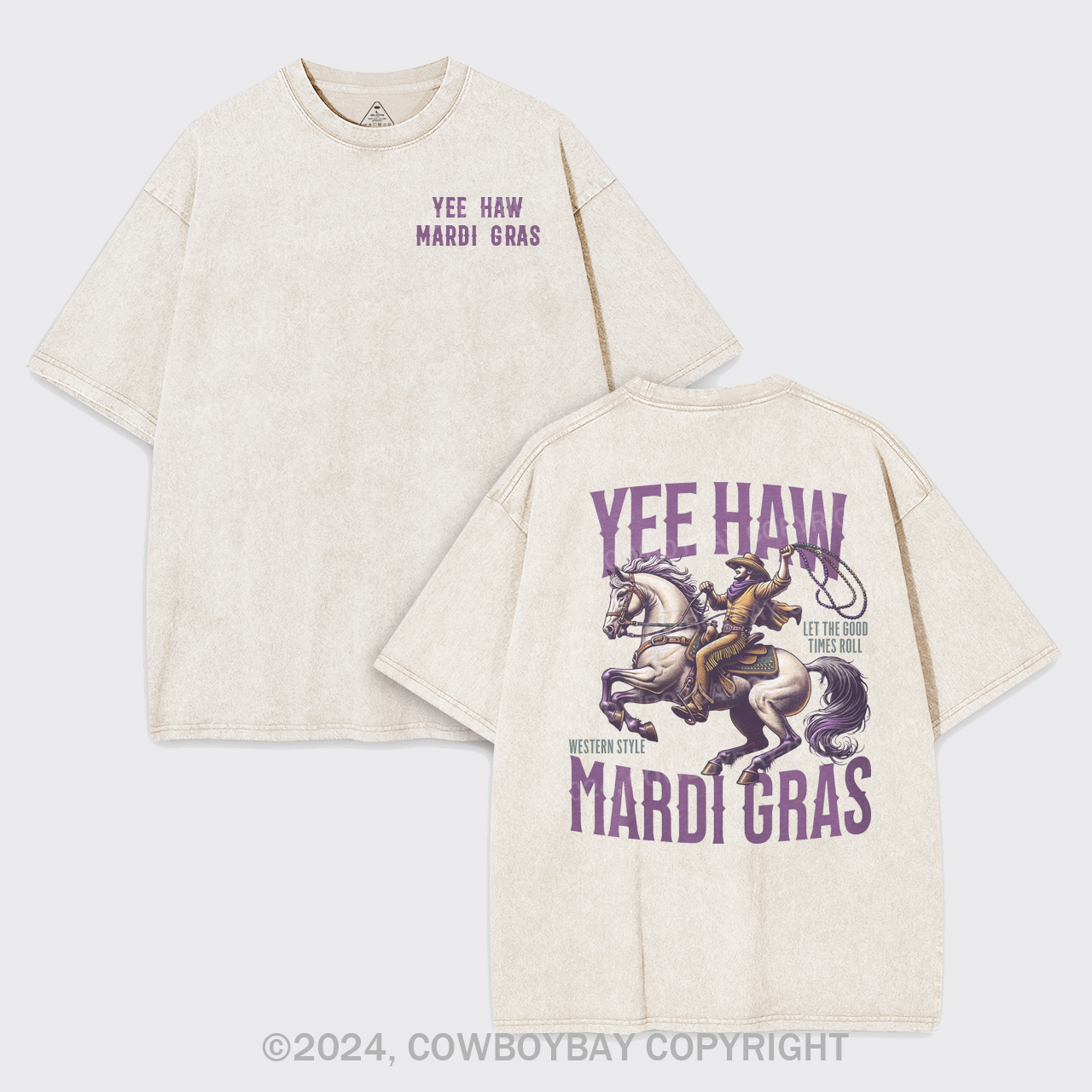 Yee Haw Mardi Gras Garment-dye Tees