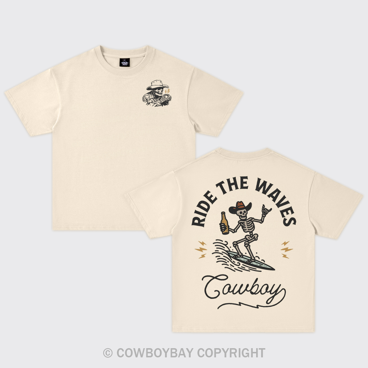 Surfing Cowboy Skeleton Oversize T-Shirts