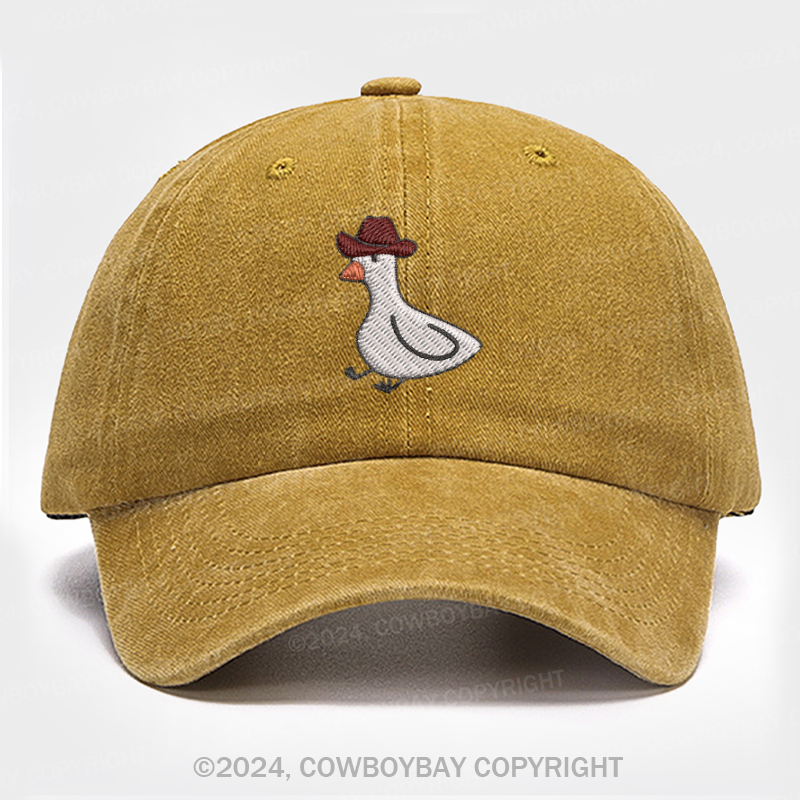 Cowboy Goose Embroidery Washed Hat