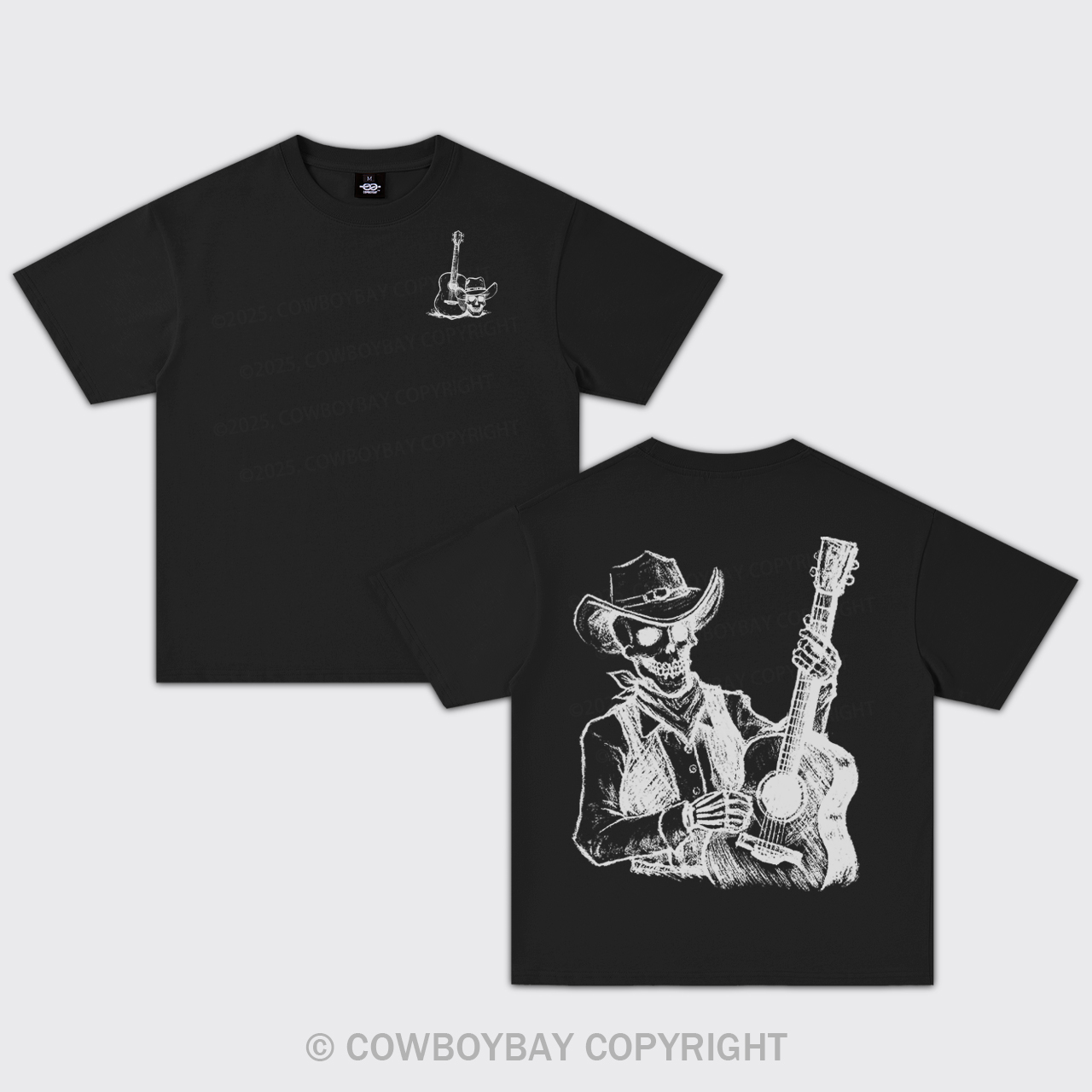 Guitarist Cowboy Skeleton Oversize T-Shirts