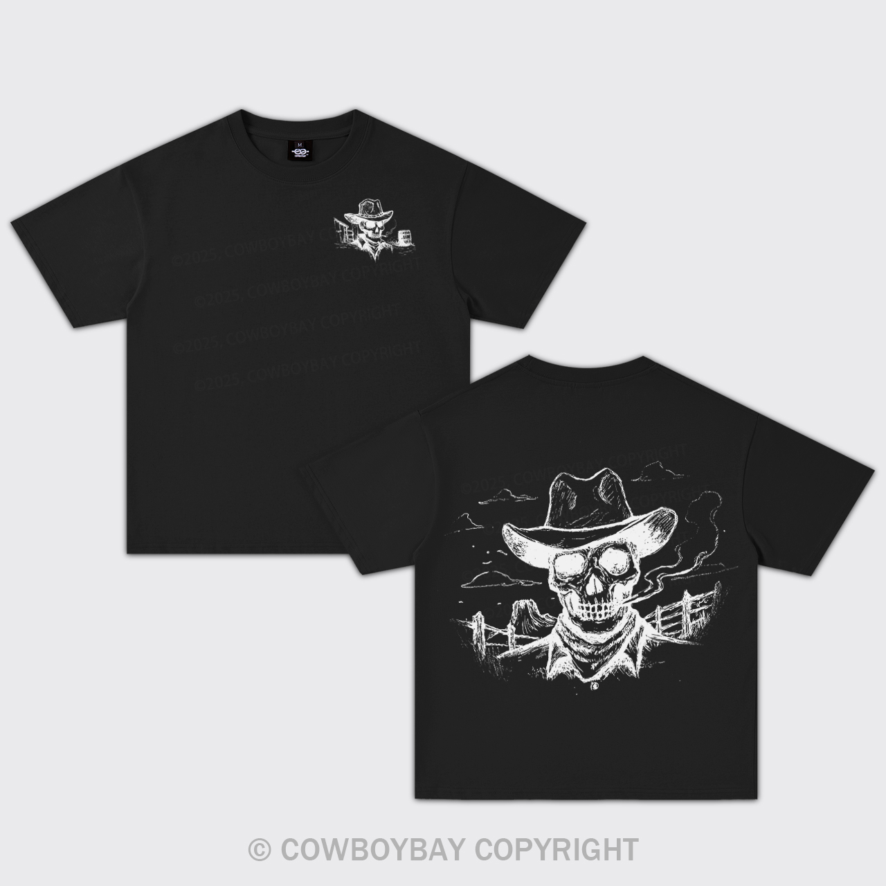 Skeleton Cowboy Smoking Oversize T-Shirts