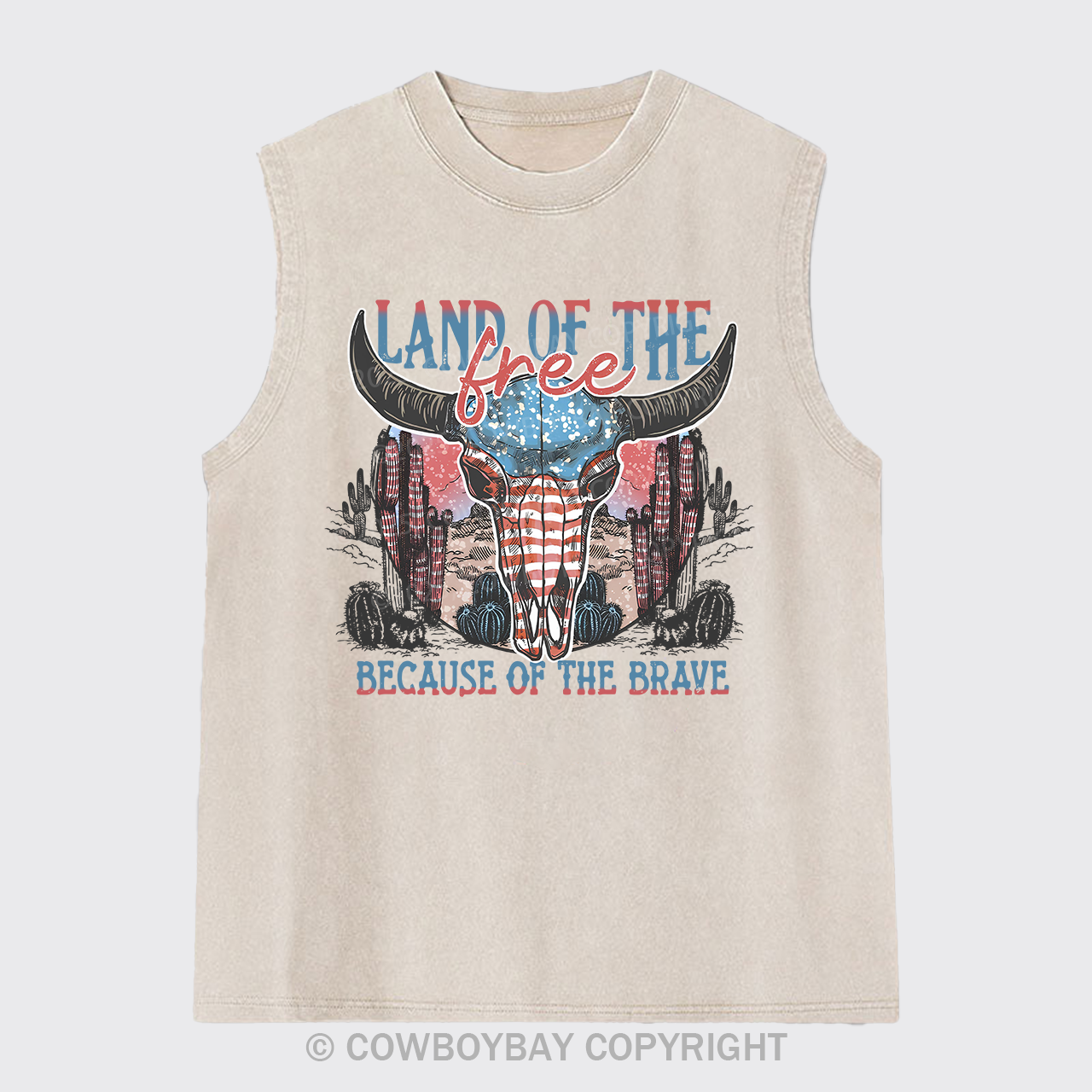 4th Of July And Cow Skull Washed Tanks
