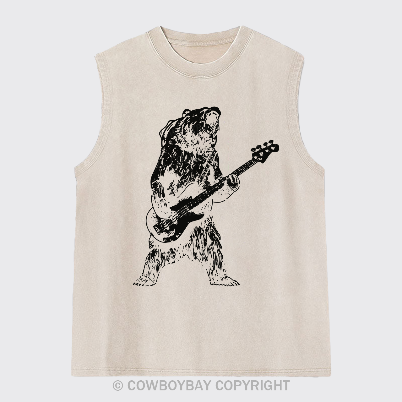 Bear Playing Bass Guitar Washed Tanks