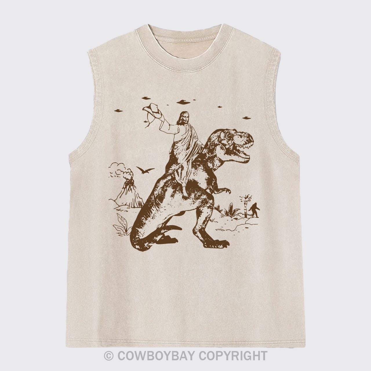Jesus Riding Dinosaur Washed Tanks