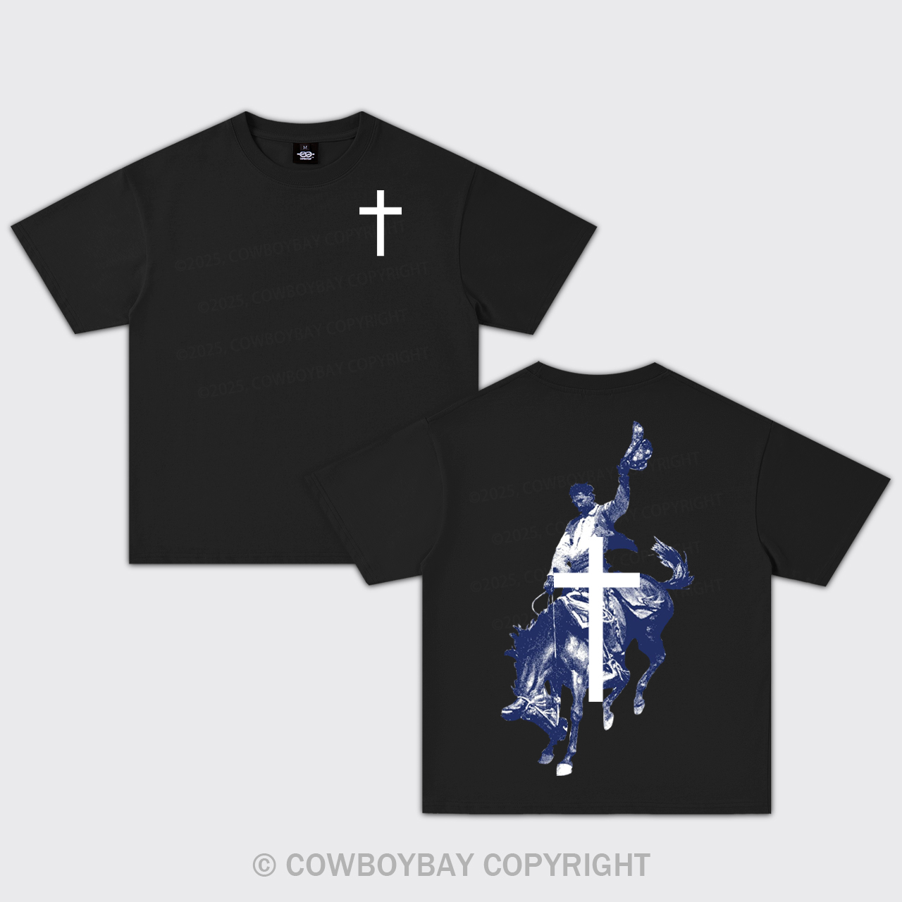 Cowboy Praying Horse Cross Oversize T-Shirts