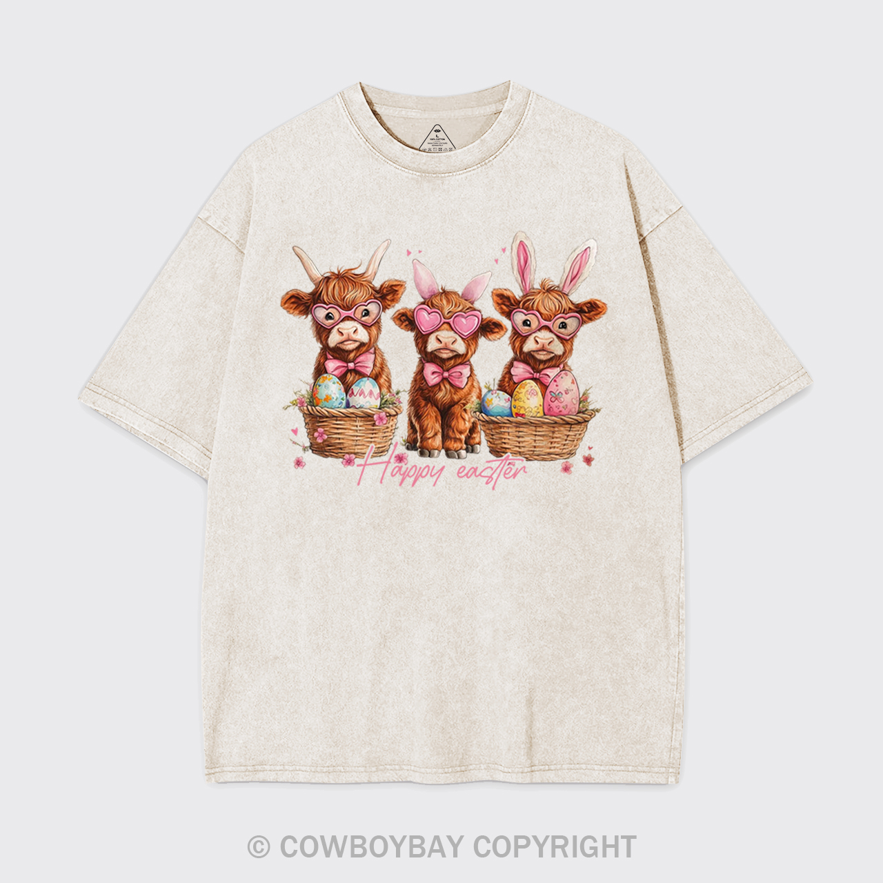 Easter Day Highland Cow Garment-dye Tees