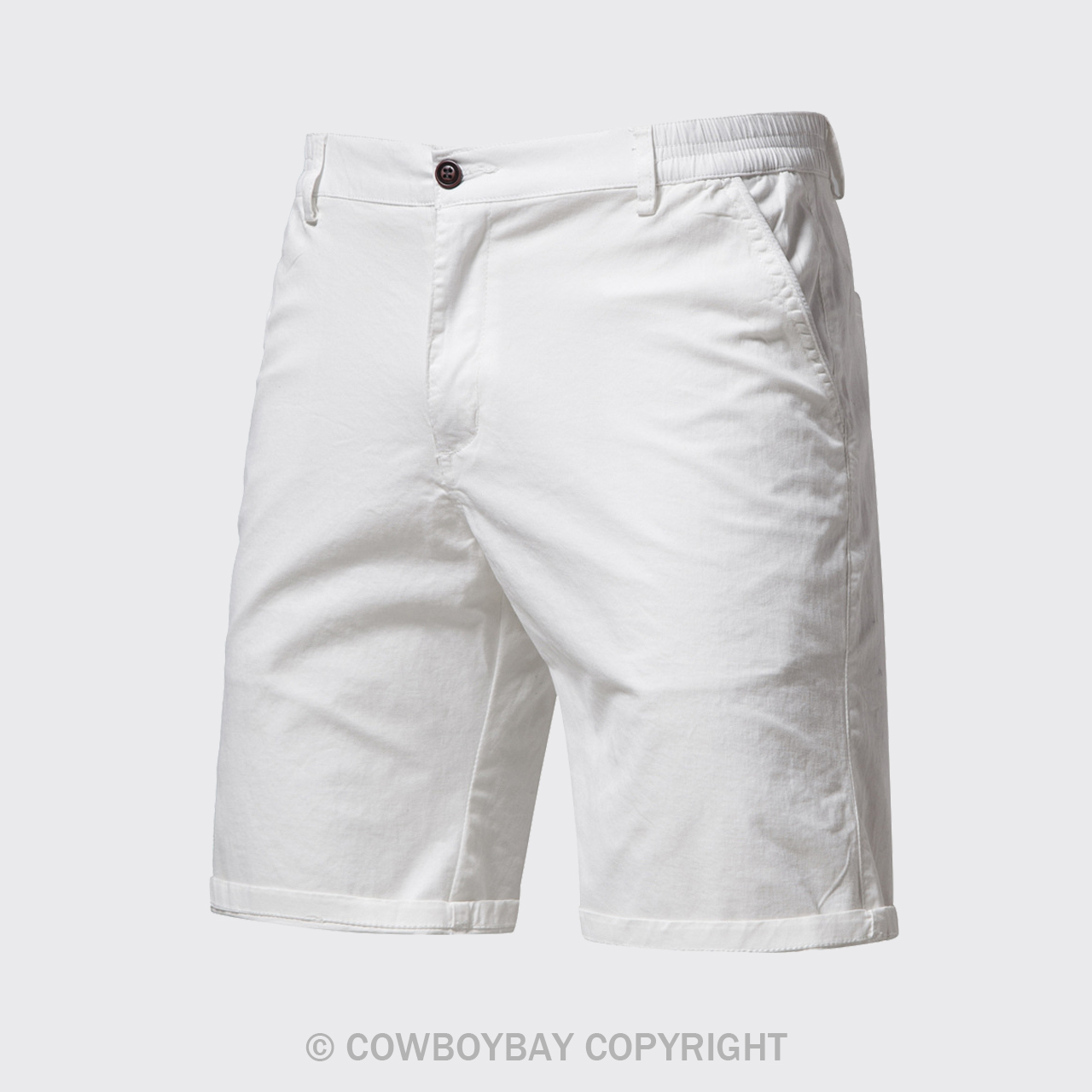 White Men's Cotton Casual Shorts