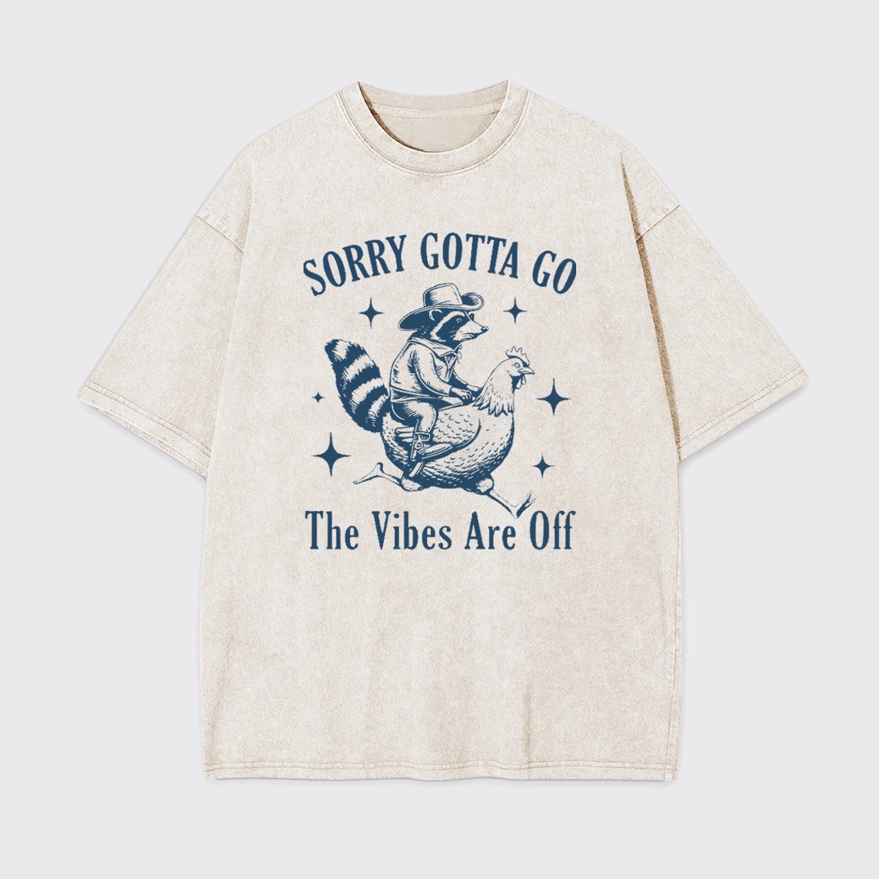 Cowboy Raccon Riding A Chicken Garment-dye Tees