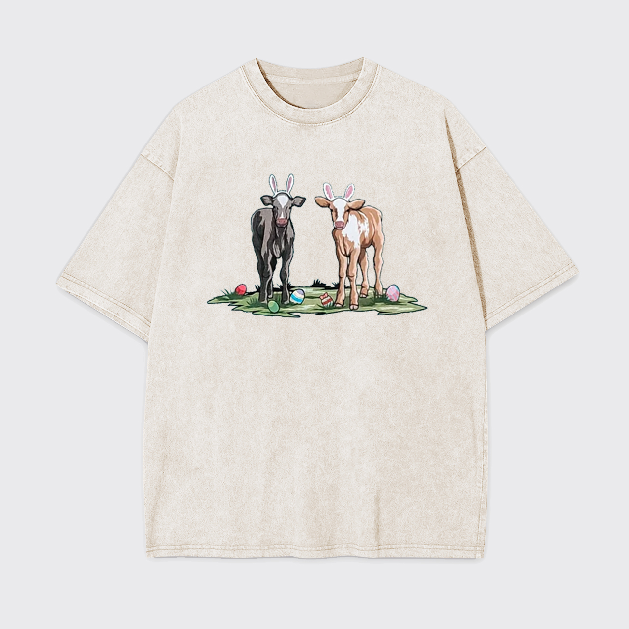 Easter Cute Cow Garment-dye Tees