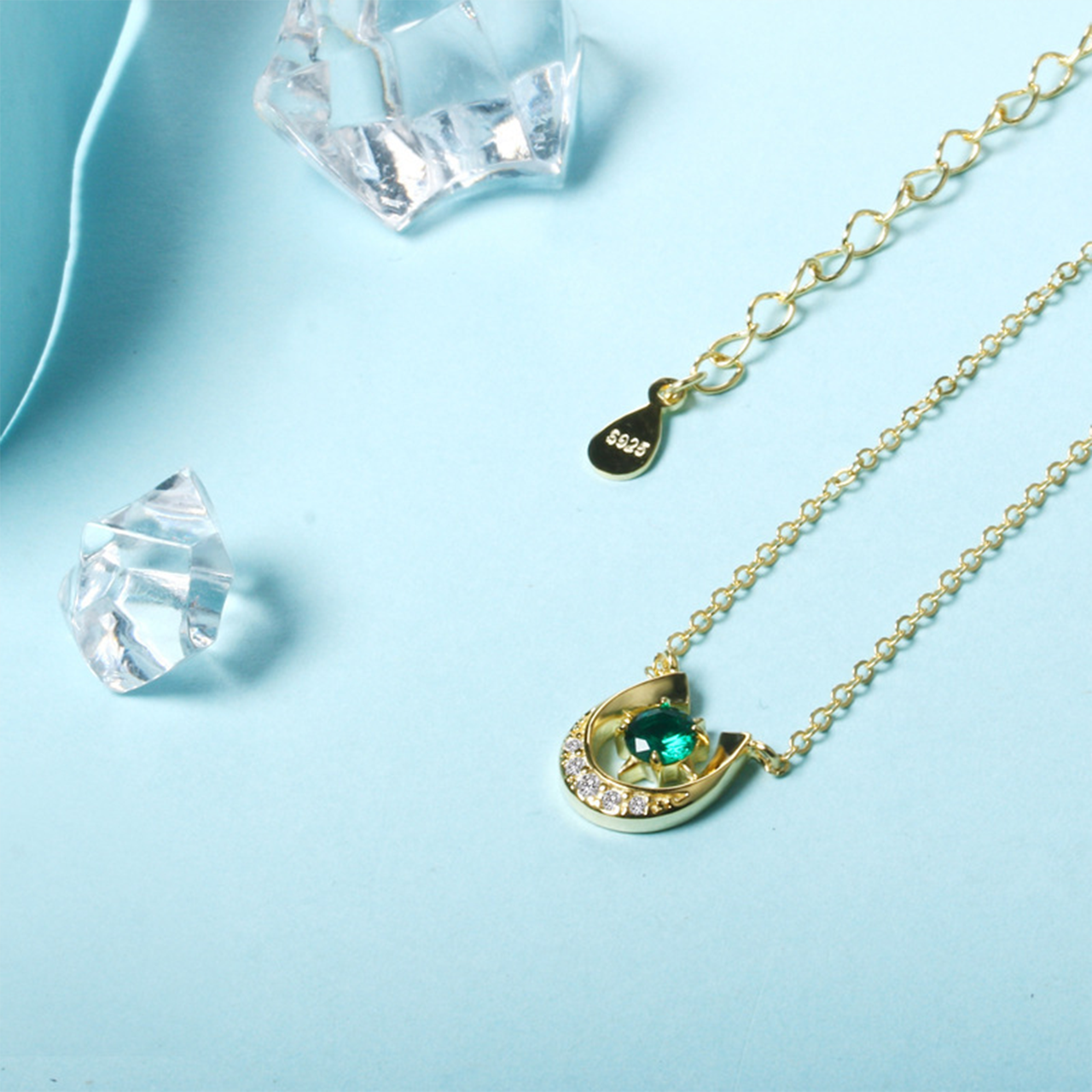 Emerald Horseshoe Necklace