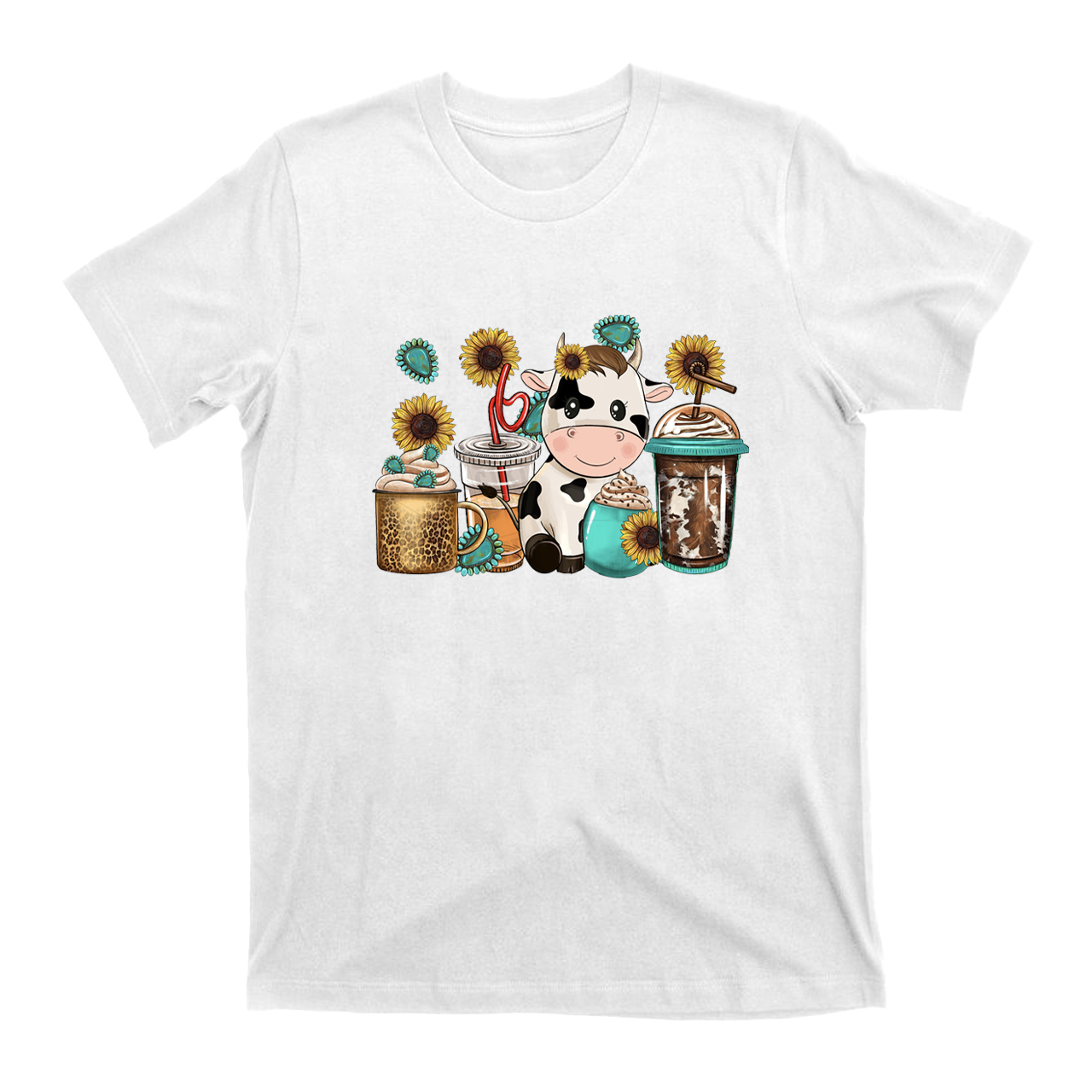 Western Cow Coffee Cups T-Shirt