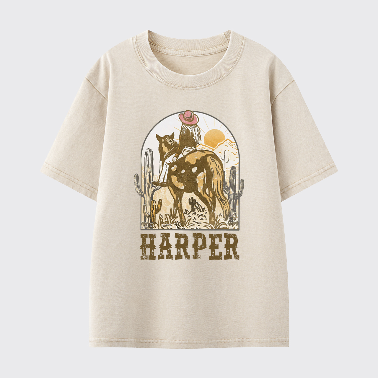 Personalized Pink Cowgirl Washed Toddler T-shirt