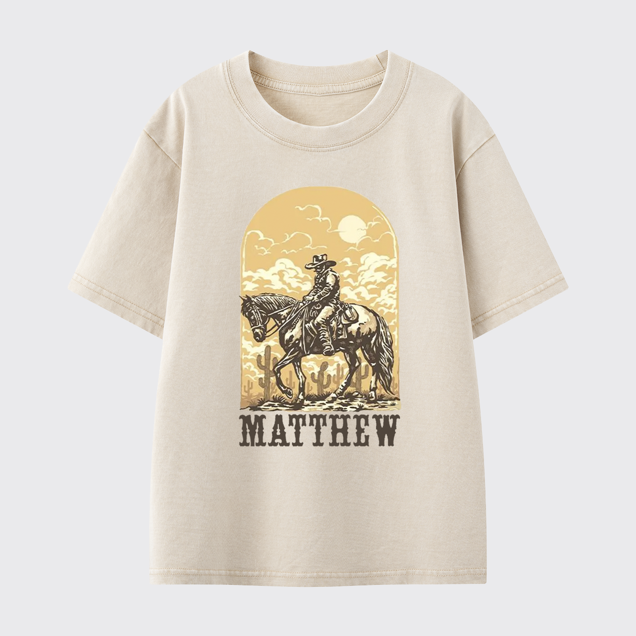 Personalized Cowboy Kids Washed Toddler T-shirt