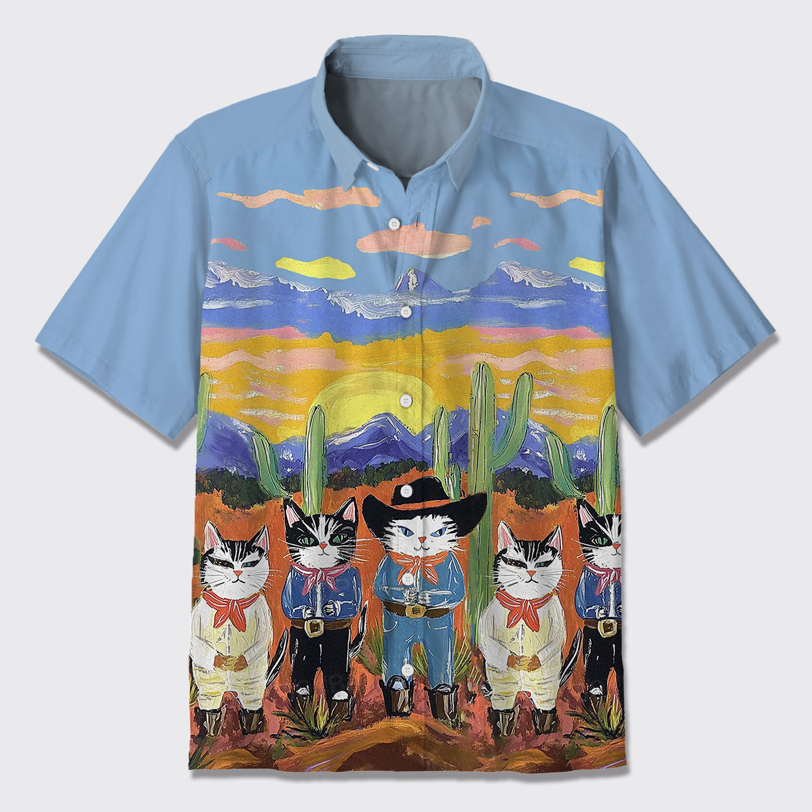 Cowboy Cat Button Up Shirts