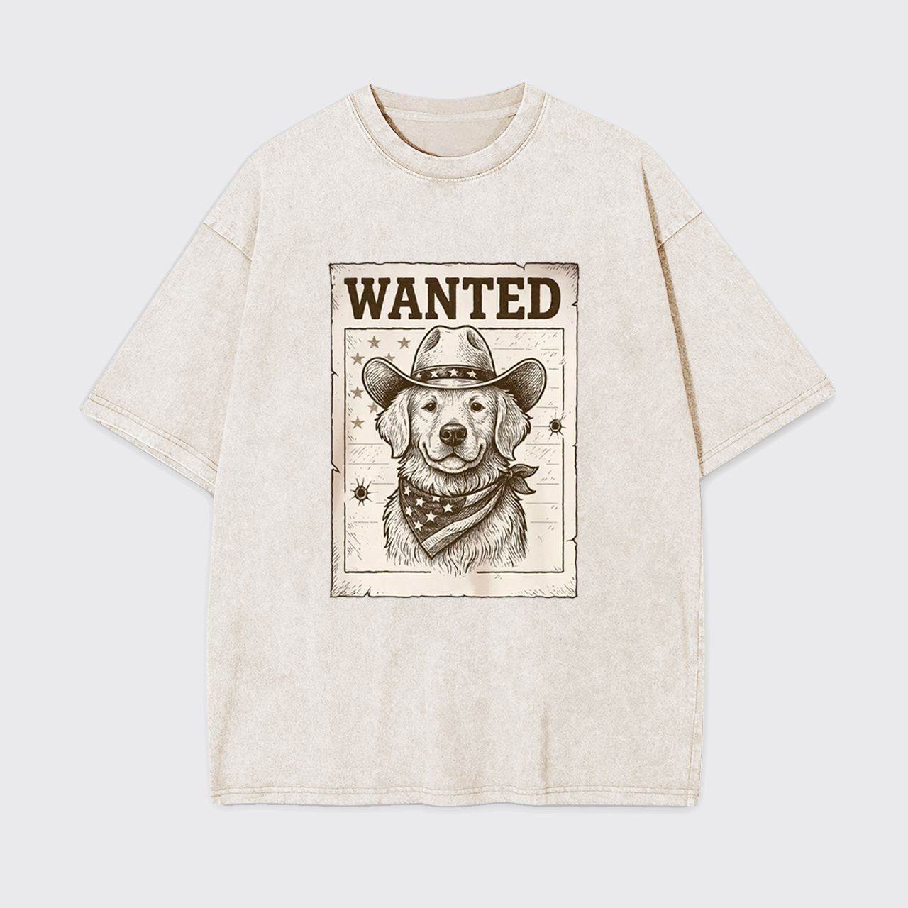 Wanted Poster Cowboy Dog Garment-dye Tees