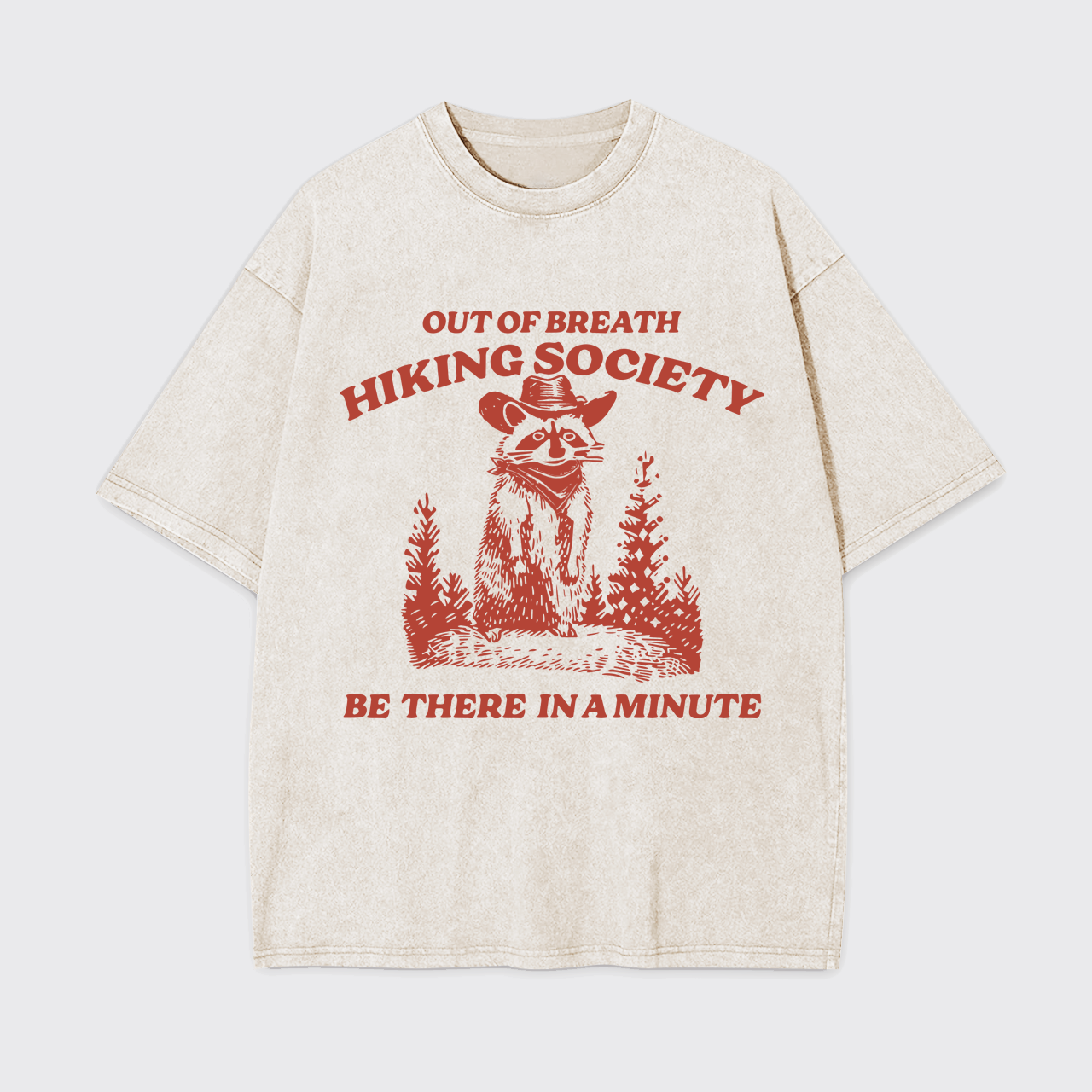 Out Of Breath Hiking Raccoon Garment-dye Tees