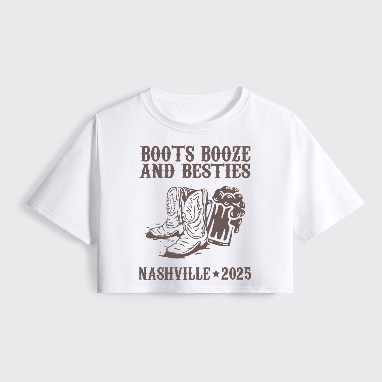 Boots Booze And Besties Cropped Boxy Tee
