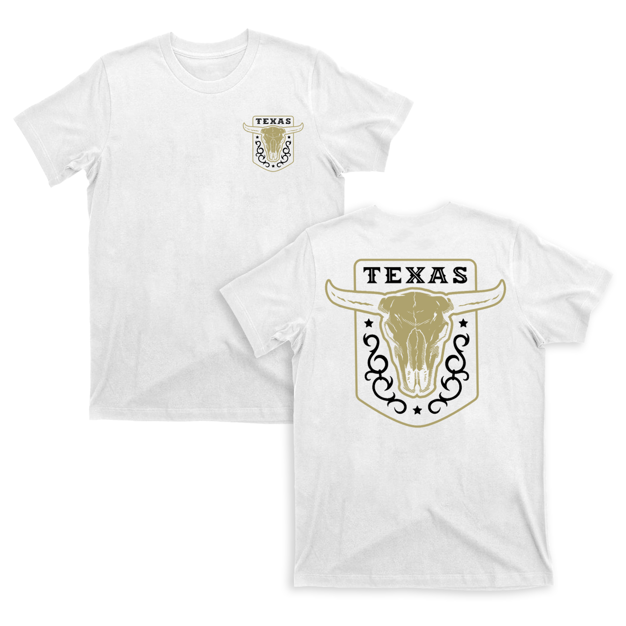 Texas Vintage Emblem With Bull Skull On a Dark T-Shirt