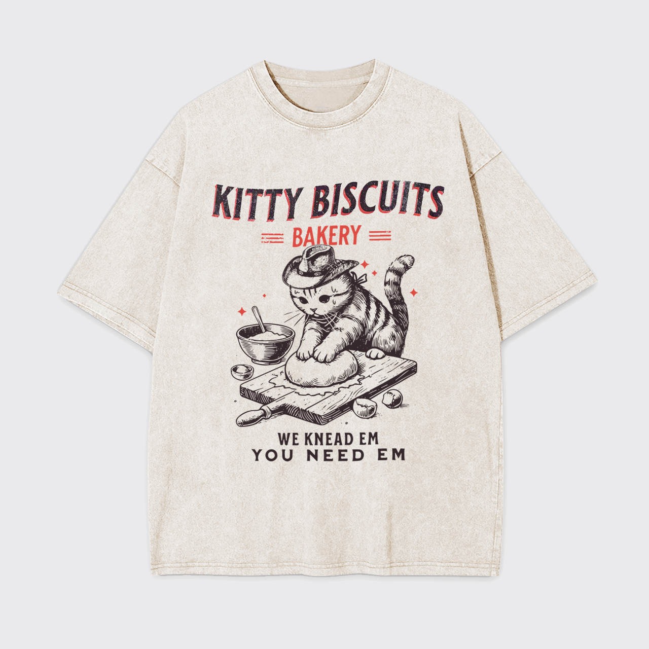 Funny Cat Biscuits Bakery Garment-dye Tees