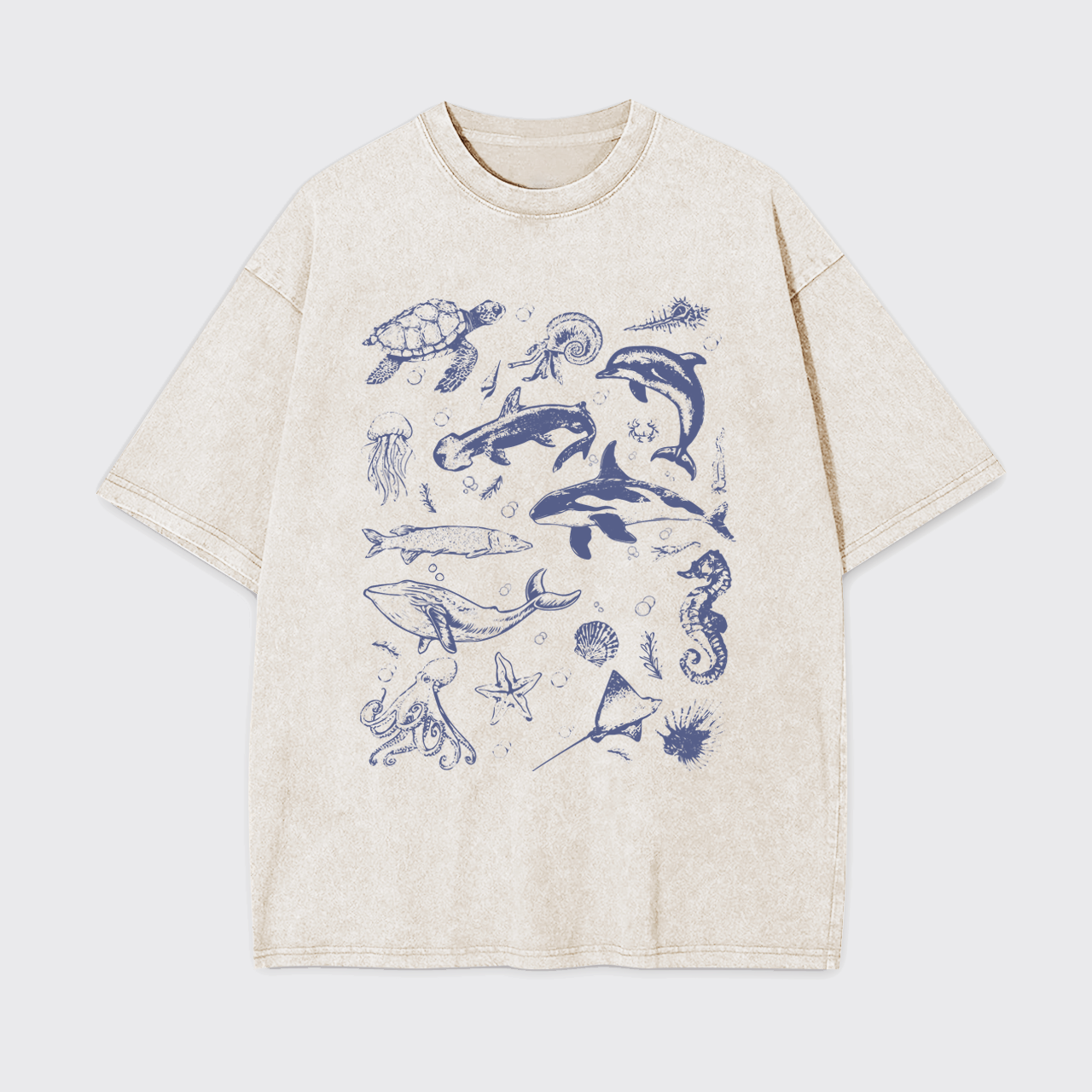 Sea Animal 90s Retro Garment-dye Tees