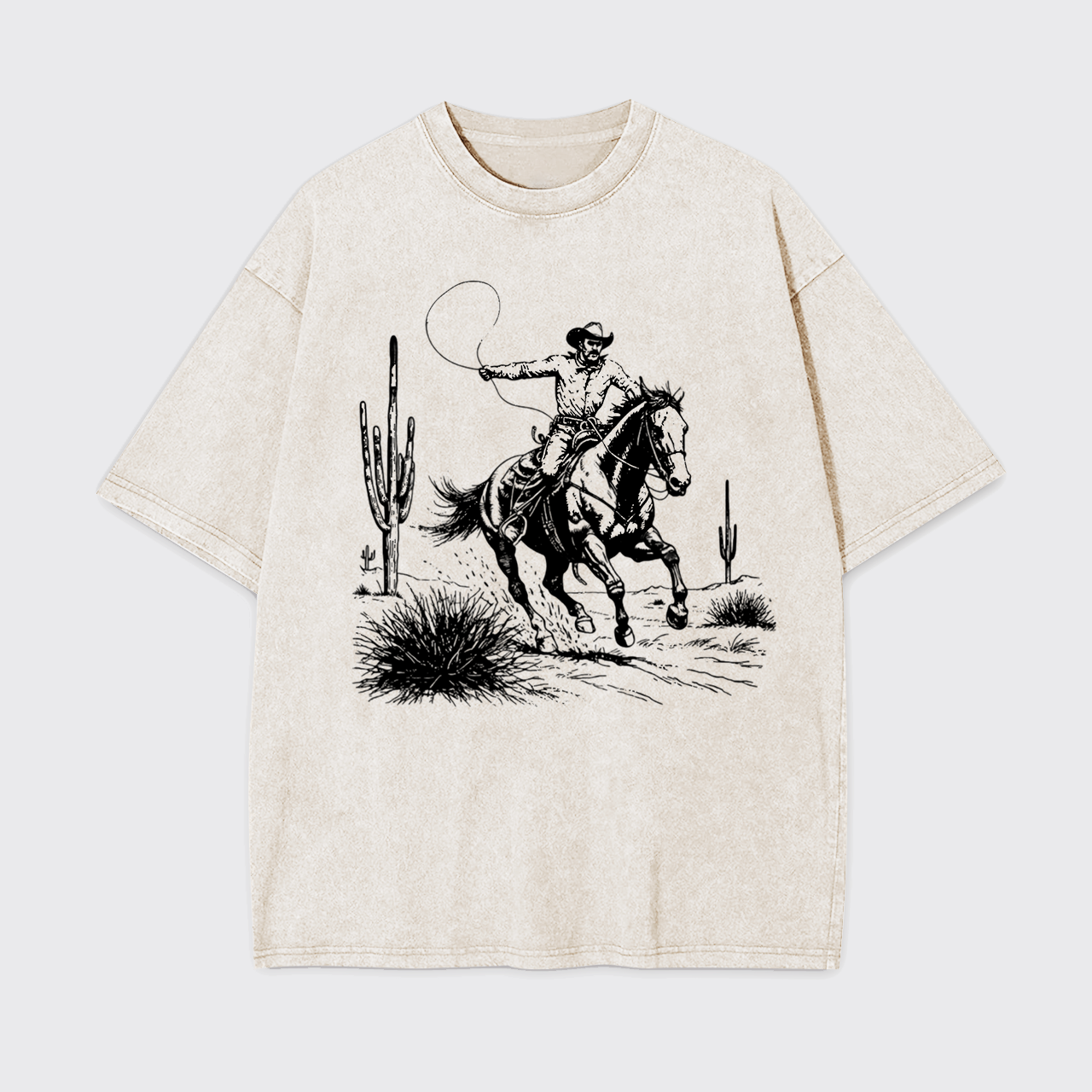 Western Cowboy Vintage 90s Grunge Rodeo Garment-dye Tees