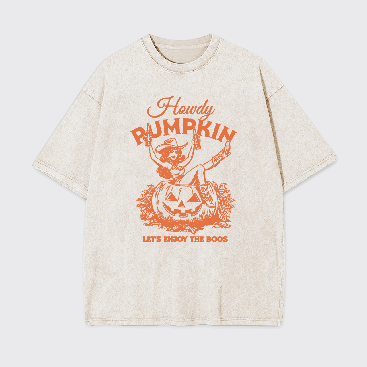 Howdy Pumpkin Halloween Cowgirl Boos Garment-dye Tees