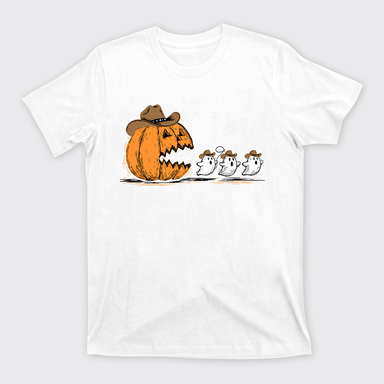 Spooky Halloween Pumpkin Chasing Ghost T-Shirts
