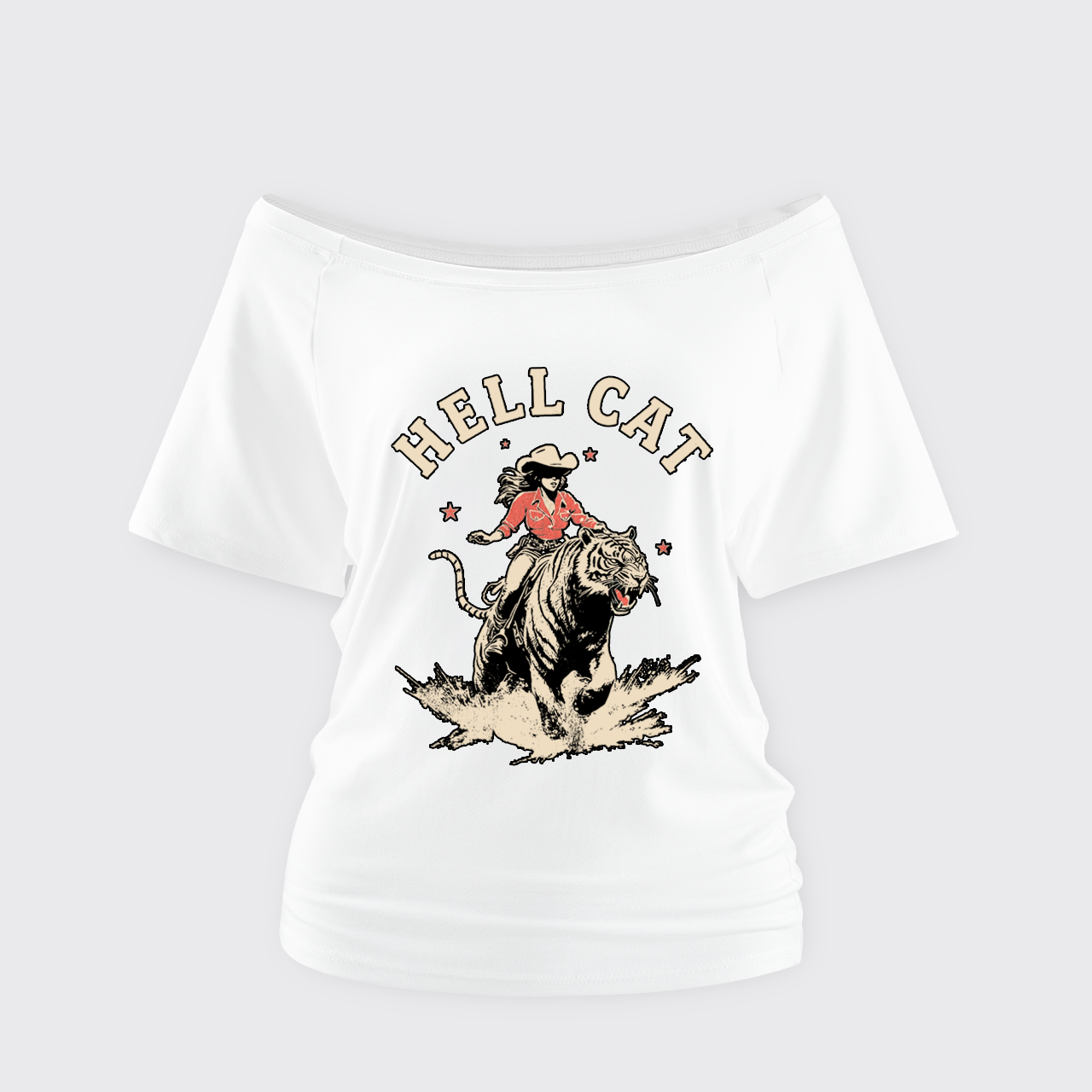 Vintage Cowgirl Hell Cat Off Shoulder Top