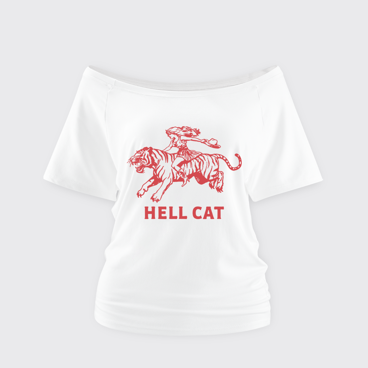 Retro Cowgirl Hell Cat Off Shoulder Top