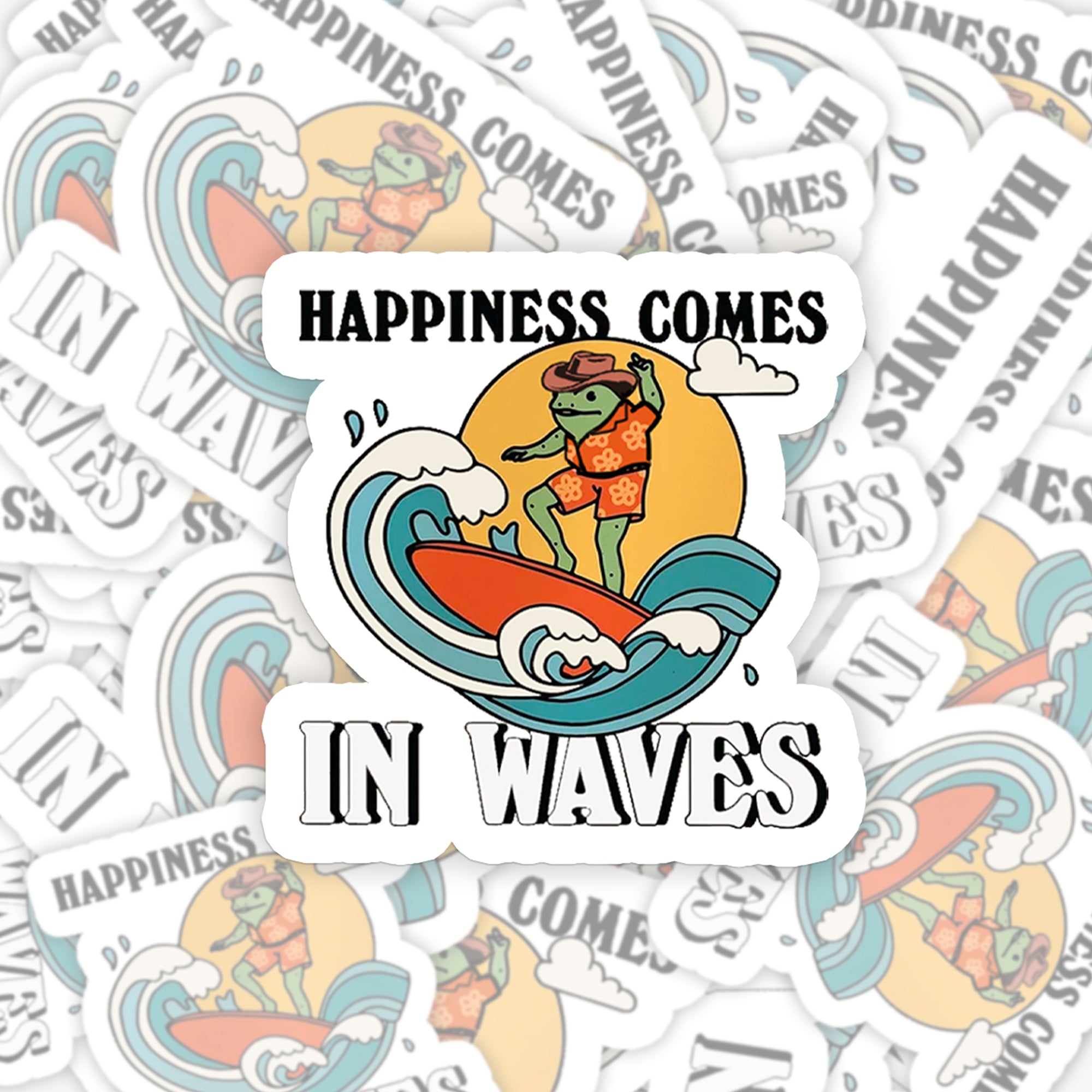 Happiness Comes In Waves_Cowboybay Sticker