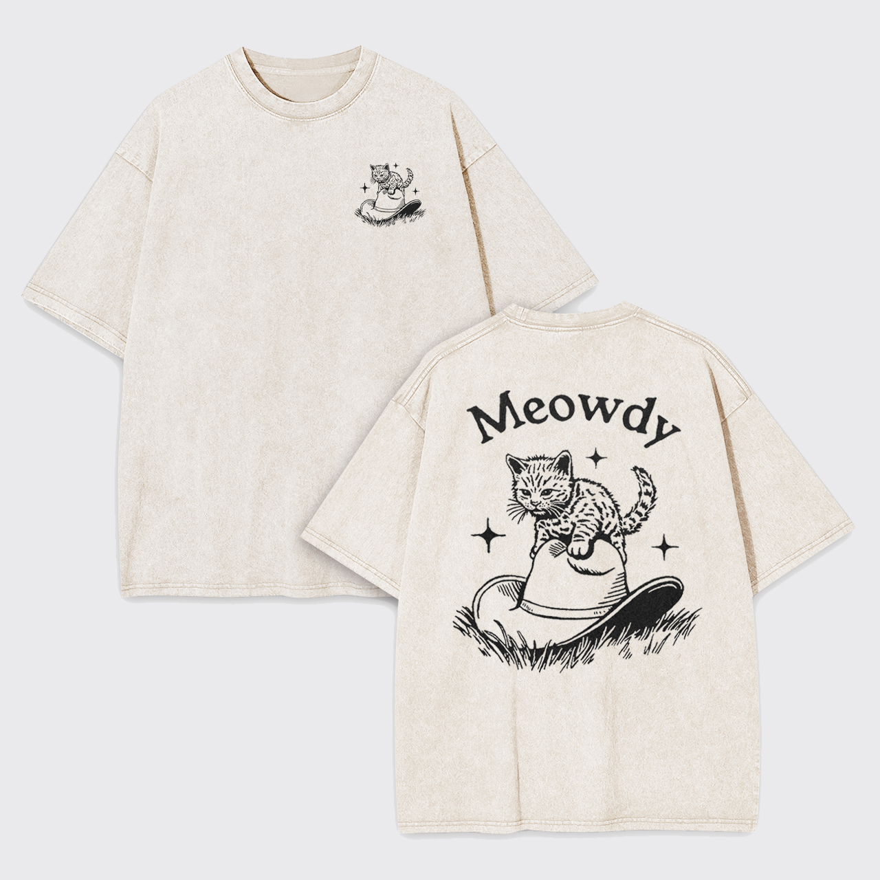 Meowdy Cowboy Cat Garment-dye Tees