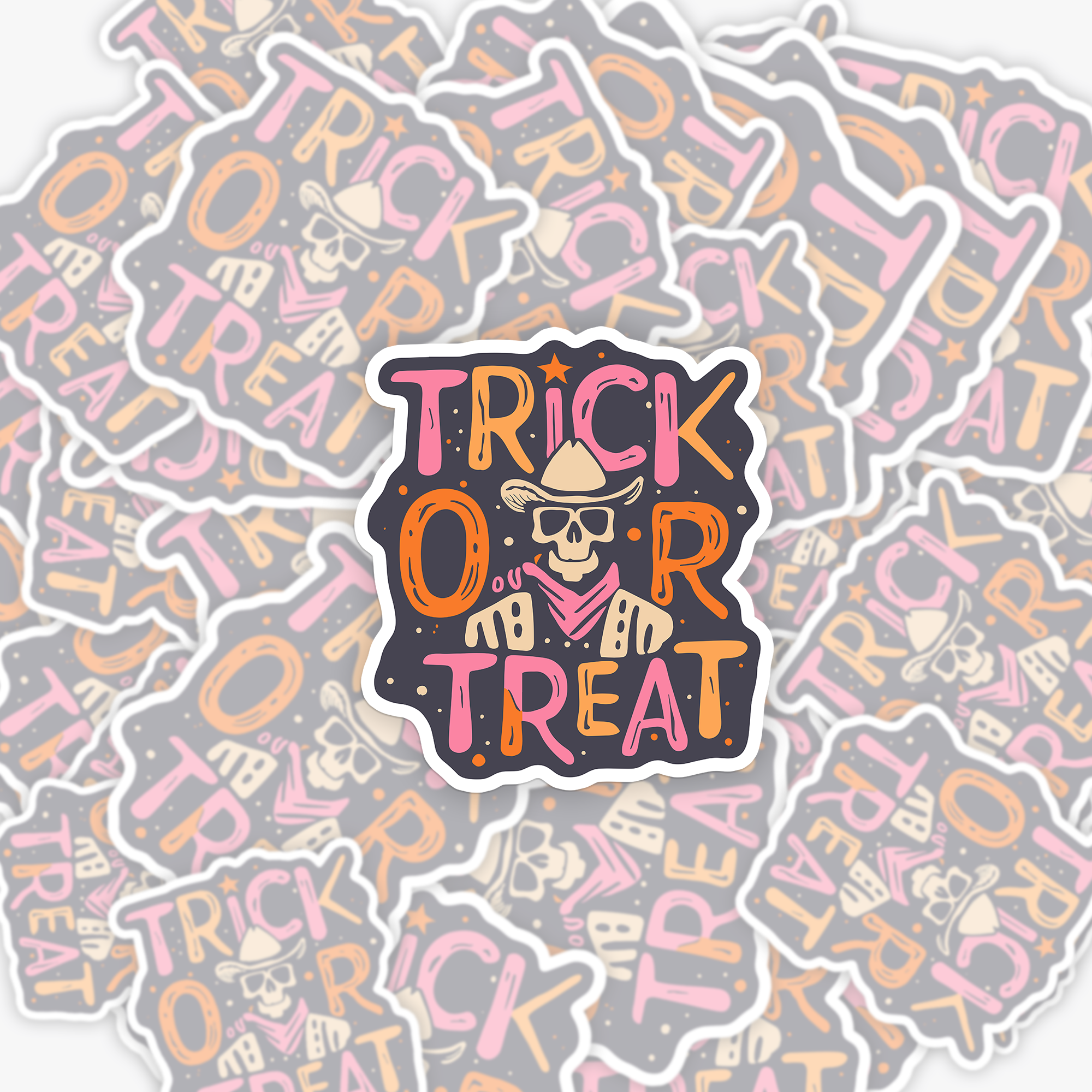 Trick or Treat Skeleton_Cowboybay Sticker