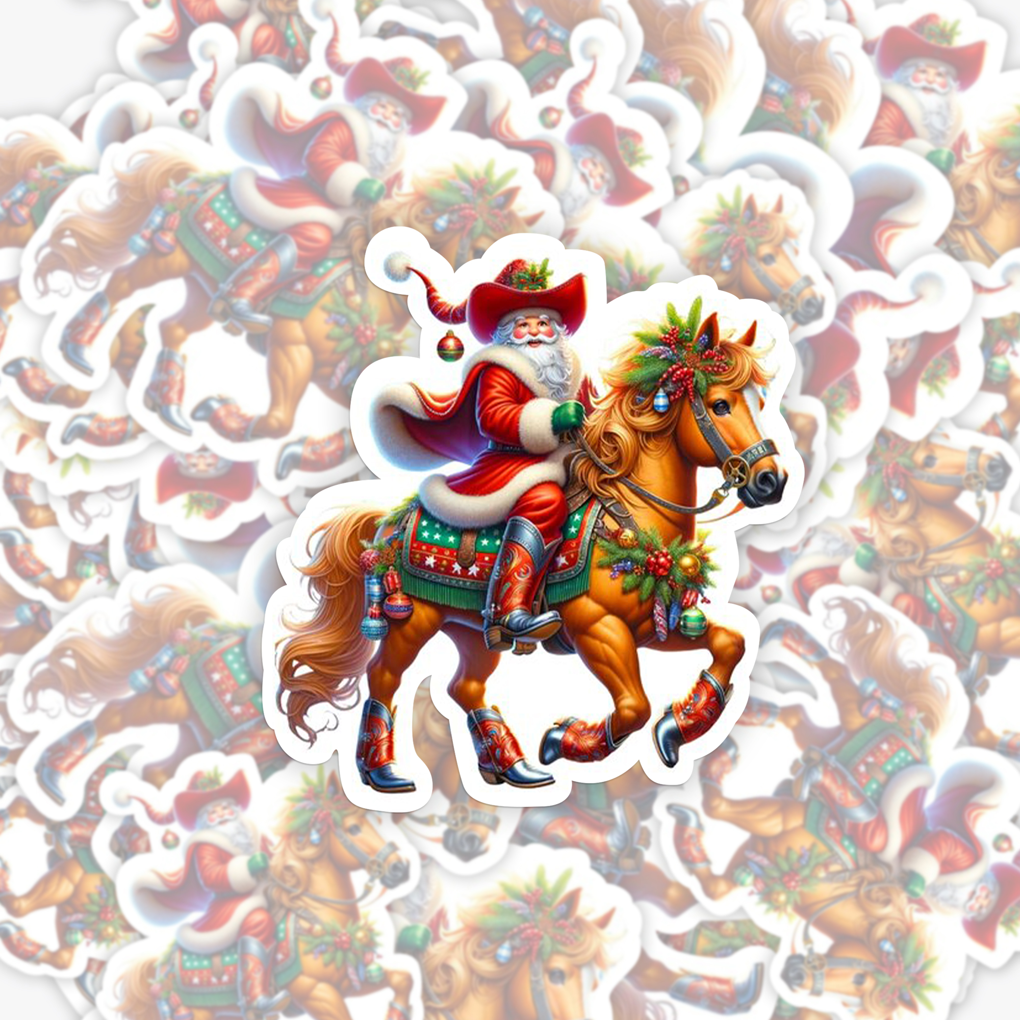  Santa on a Horse_Cowboybay Sticker