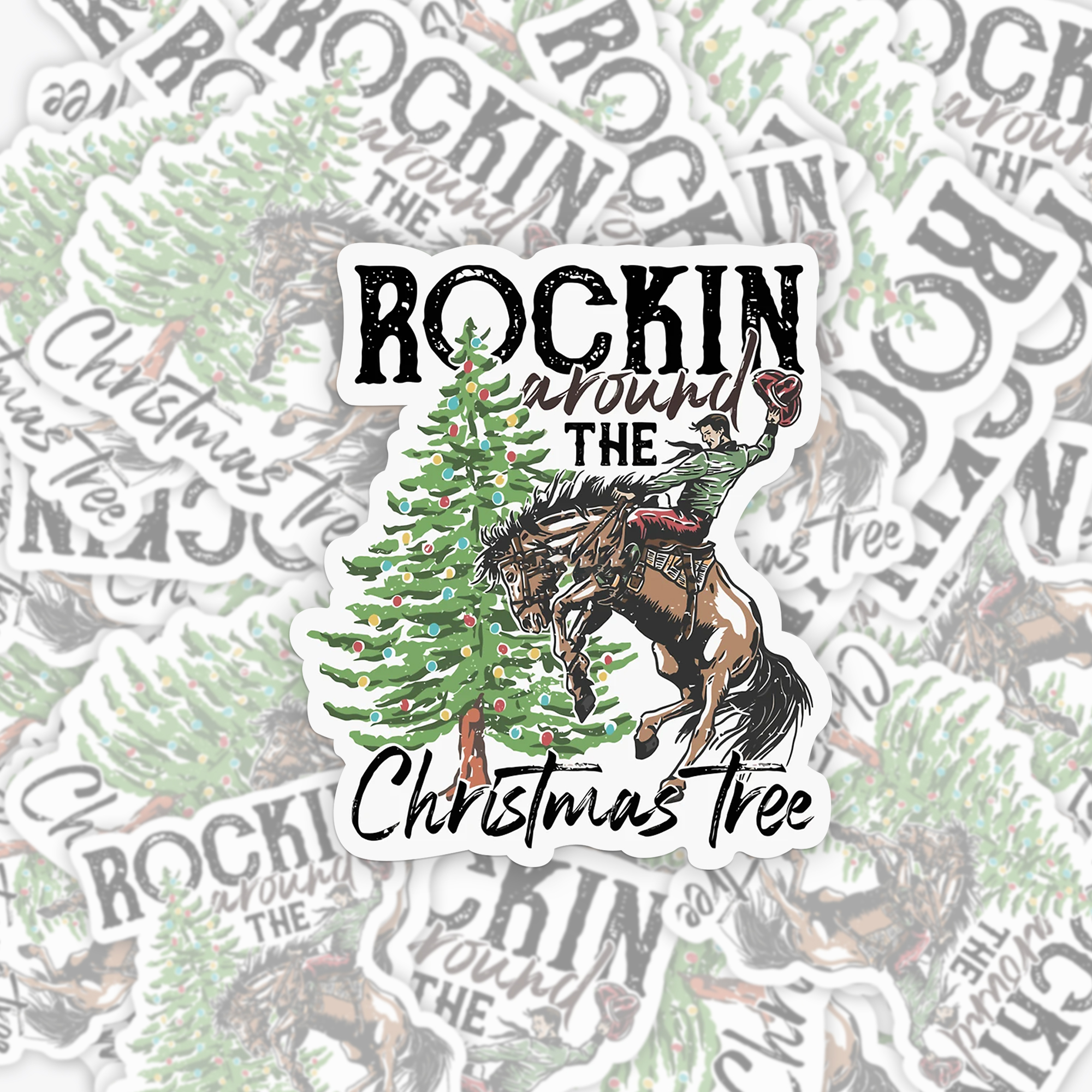 Rocking Around The Christmas Tree_Cowboybay Sticker