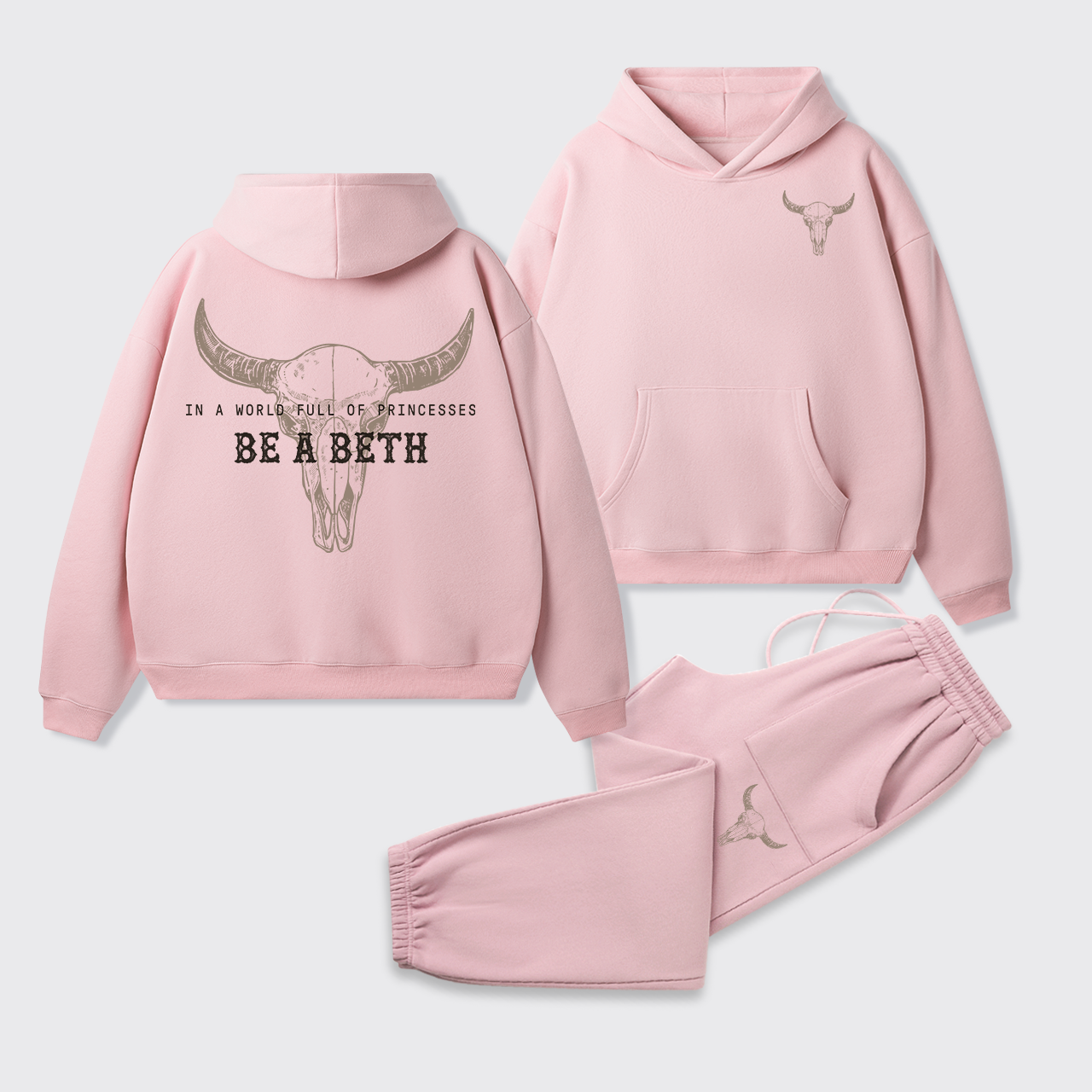 Boho Cow Skull Hoodie Set