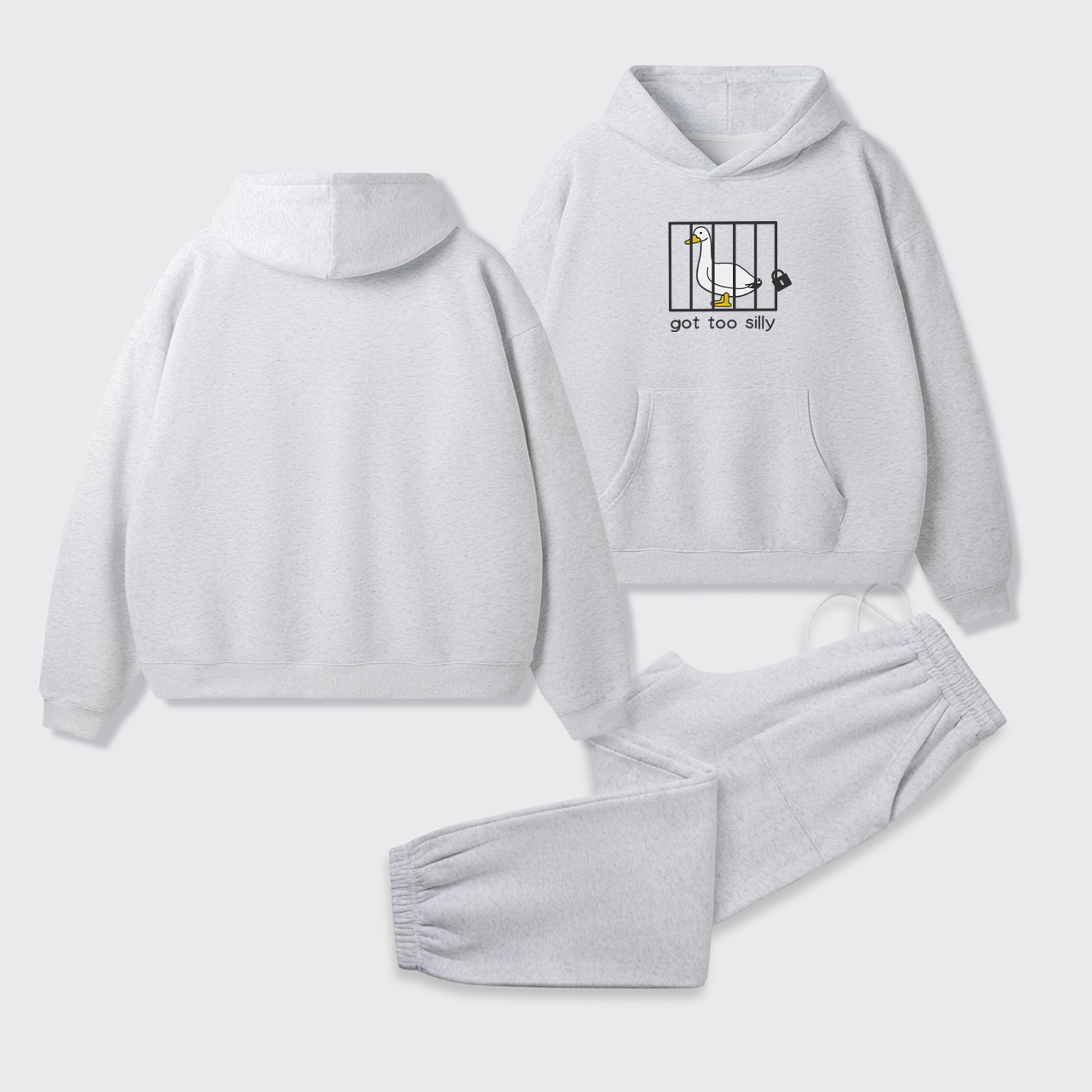 Got Too Silly Embroidered Fleece Hoodie Set