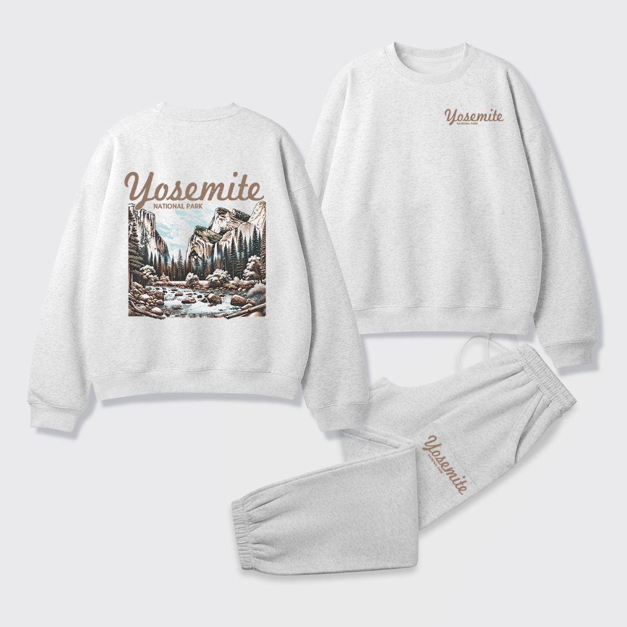 Vintage Yosemite National Park Fleece Sweatshirt Set