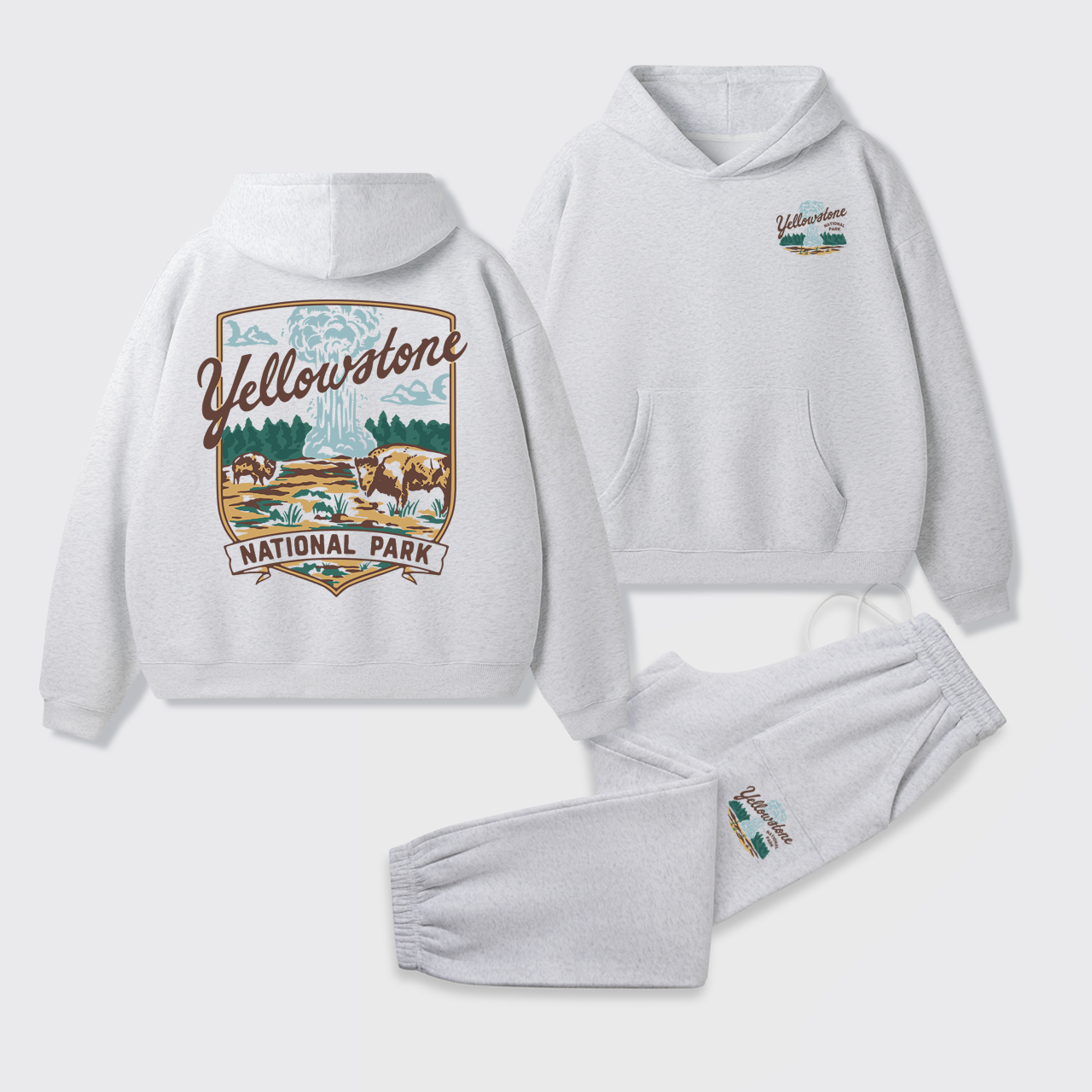 Yellowstone Vintage Illustration Fleece Hoodie Set