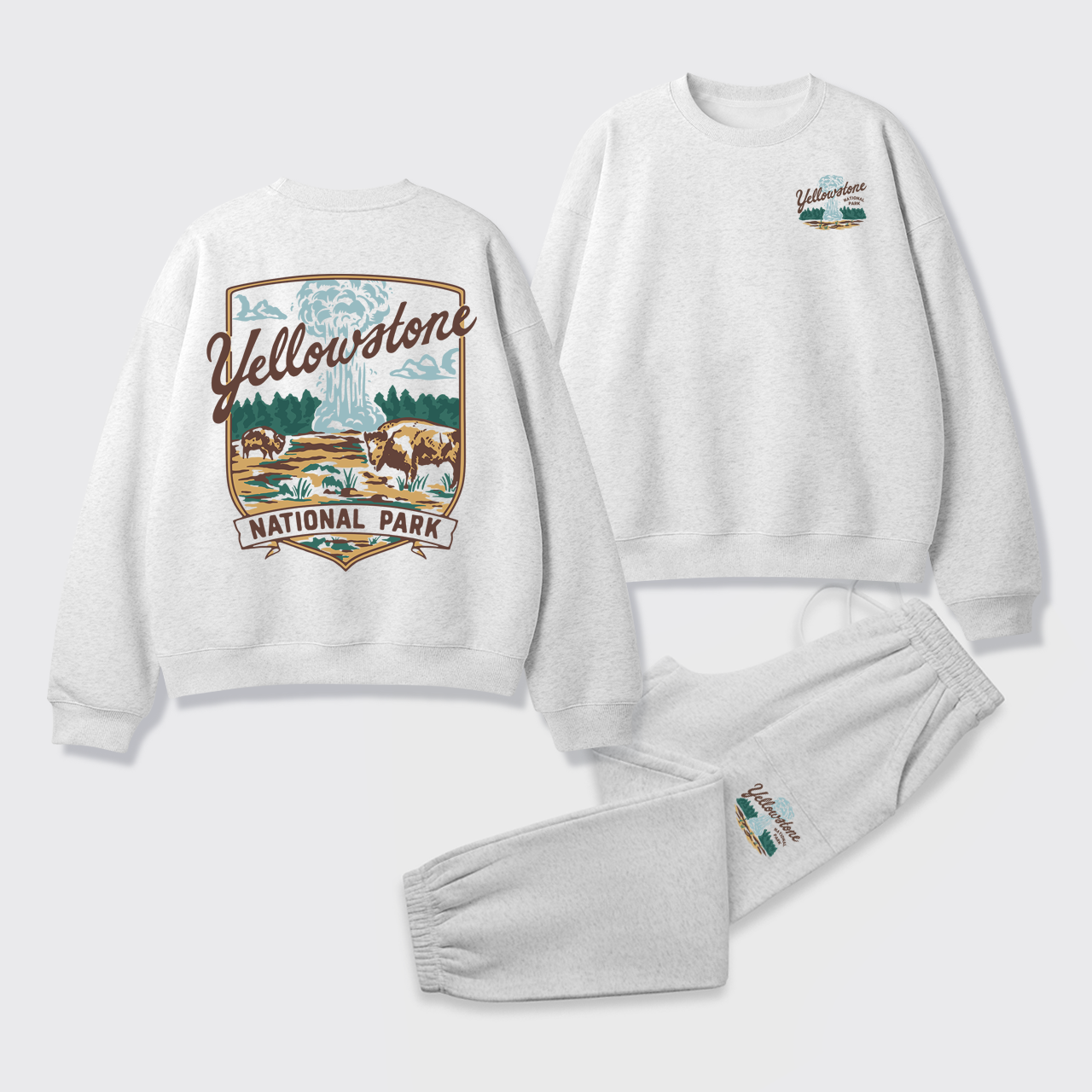 Yellowstone Vintage Illustration Fleece Sweatshirt Set
