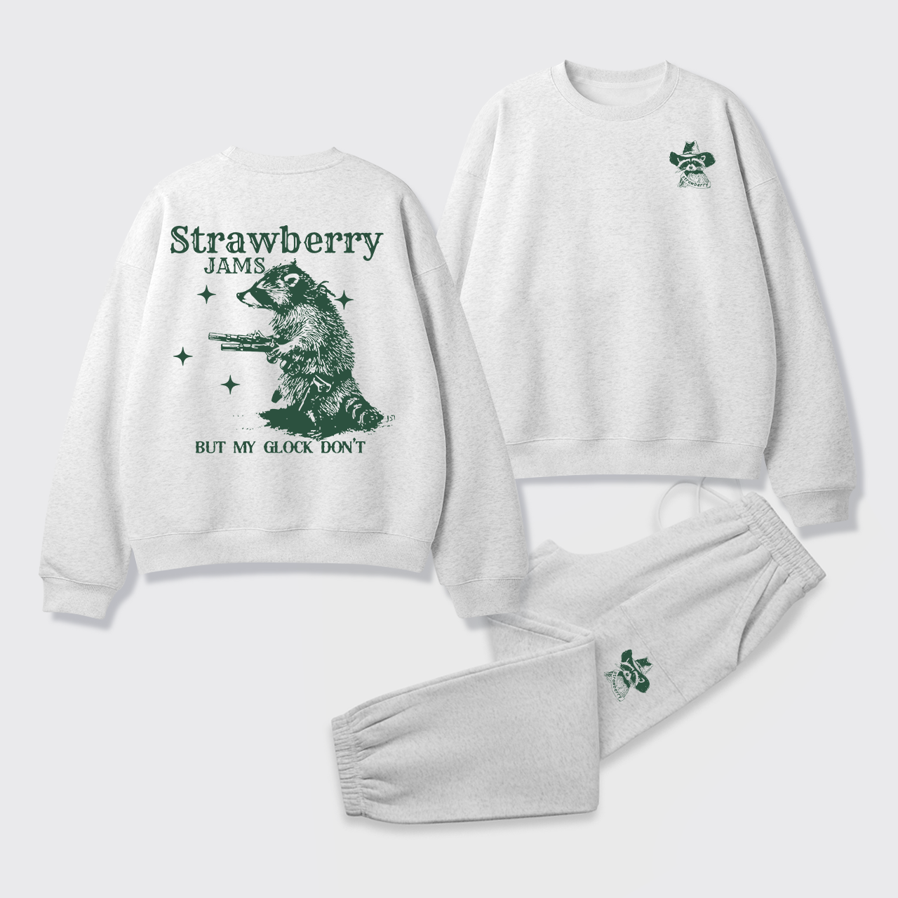 Snarky Sayings-Strawberry Jams But My Glock Don't Fleece Sweatshirt Set