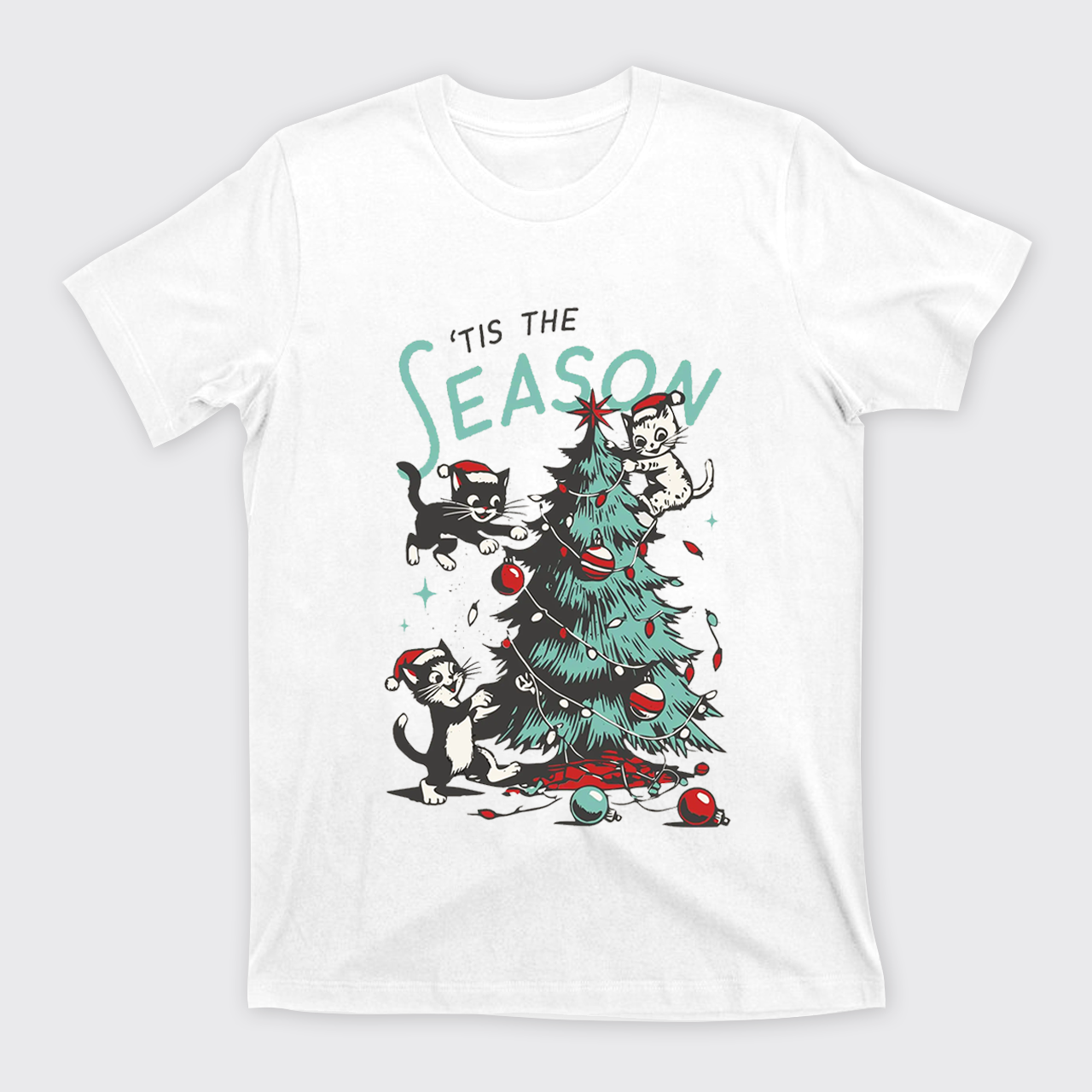 Cats Messing with Christmas Tree T-Shirts