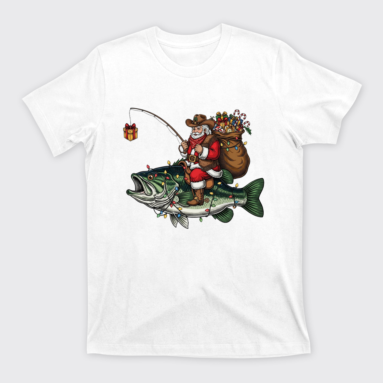 Fishing Santa Christmas Bass Fish T-Shirts