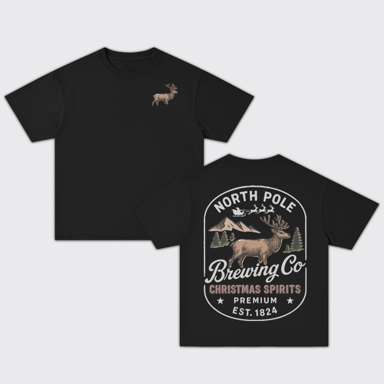 Reindeer Beer Christmas Oversize T-Shirts