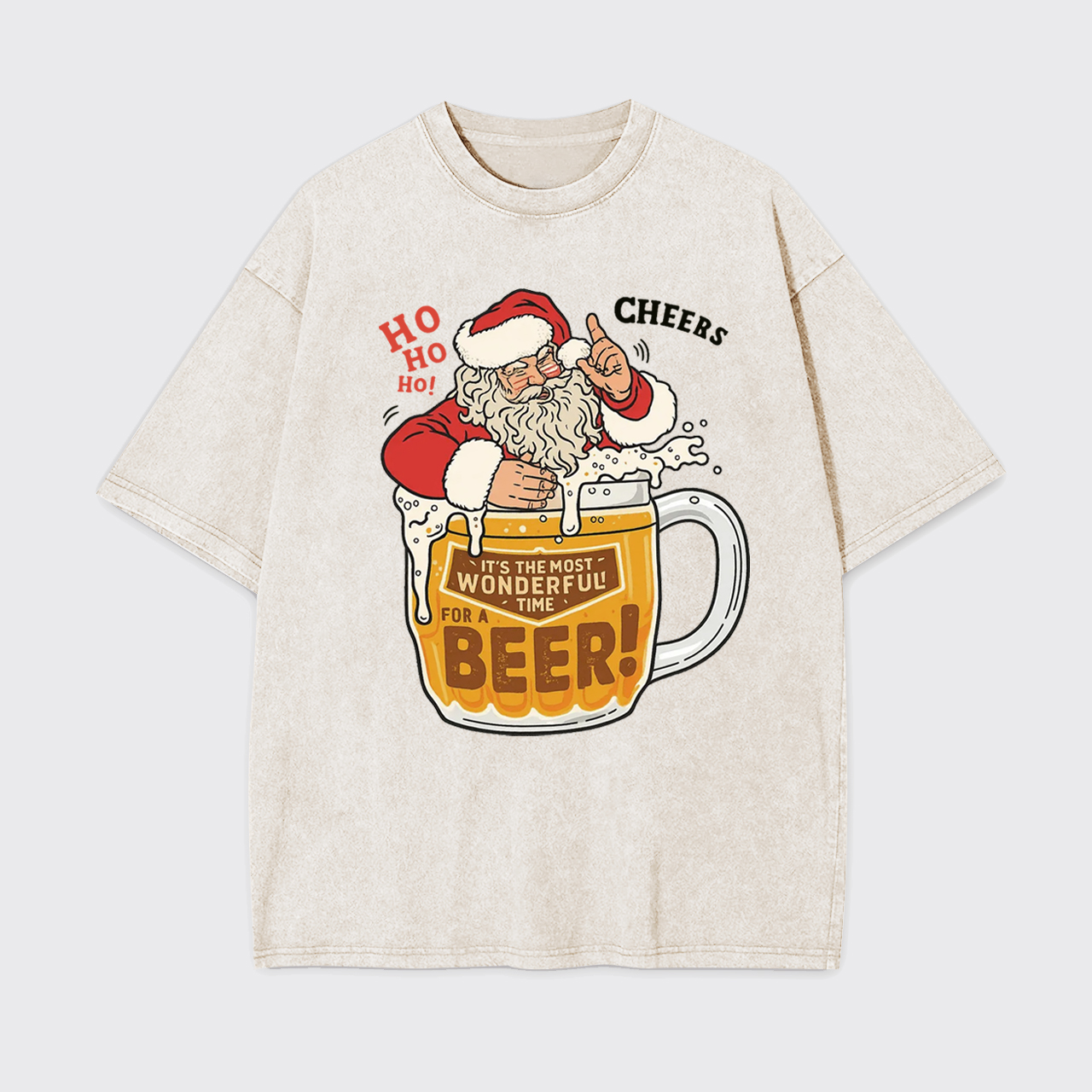 Funny Santa With Beer Garment-dye Tees