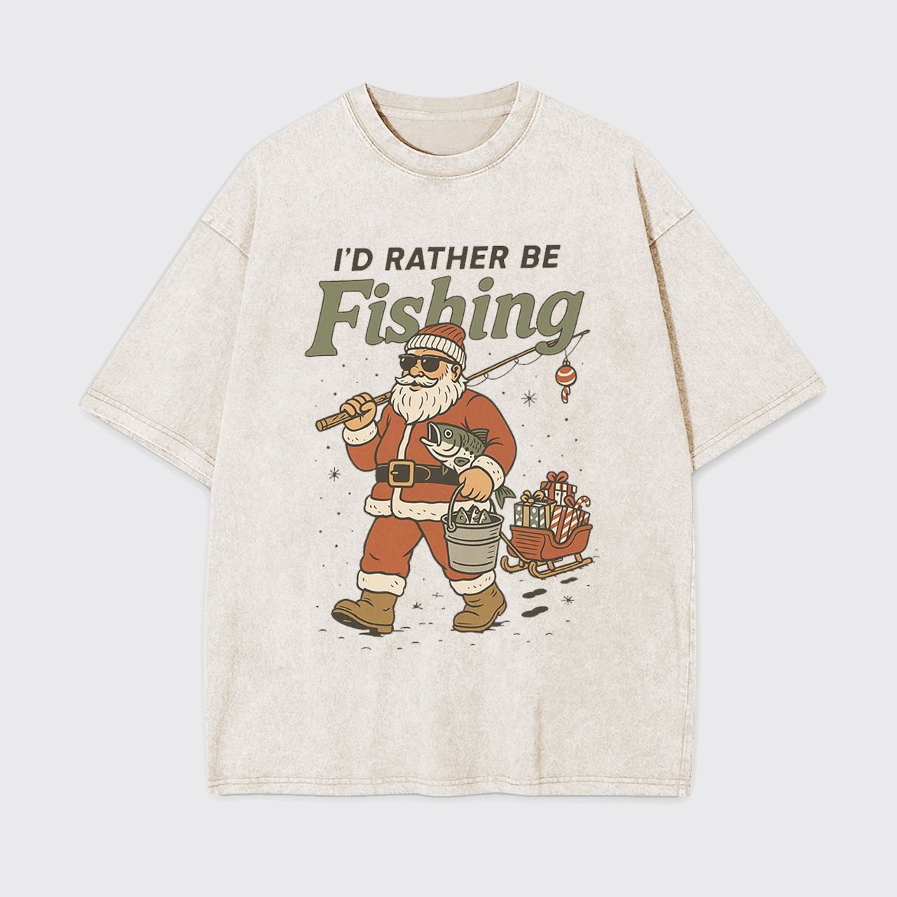 Vintage Santa Fishing Garment-dye Tees